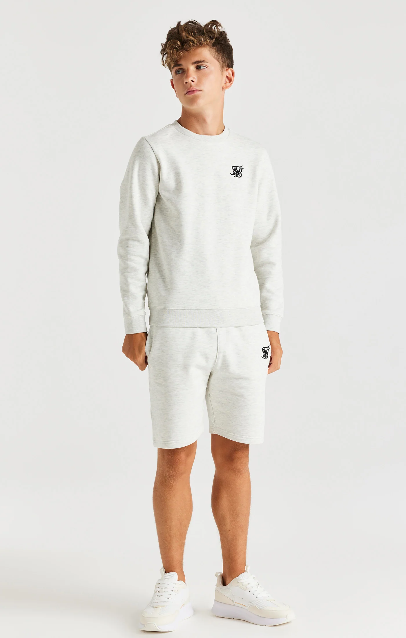 SikSilk Crew Sweater - Snow Marl - Image 4