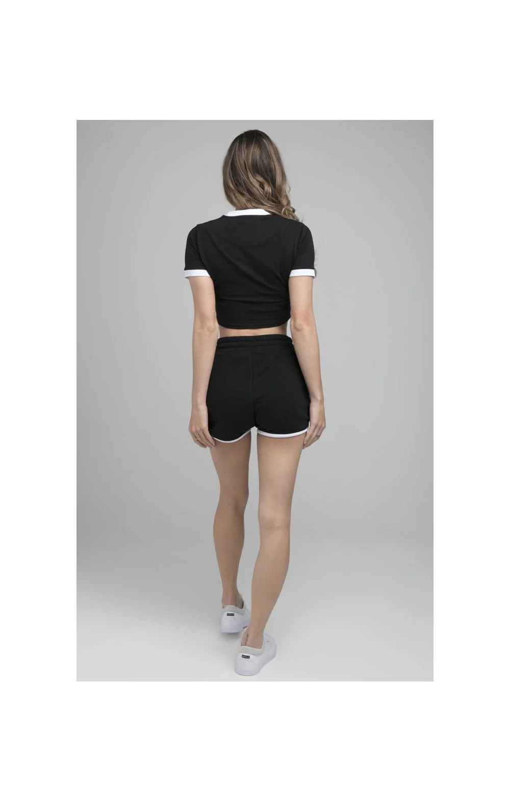 SikSilk Crop Ringer Tee - Black - Image 6