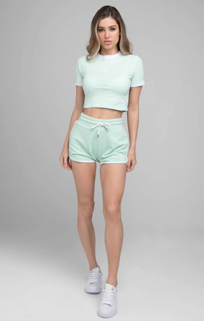 SikSilk Crop Ringer Tee - Mint - Image 3