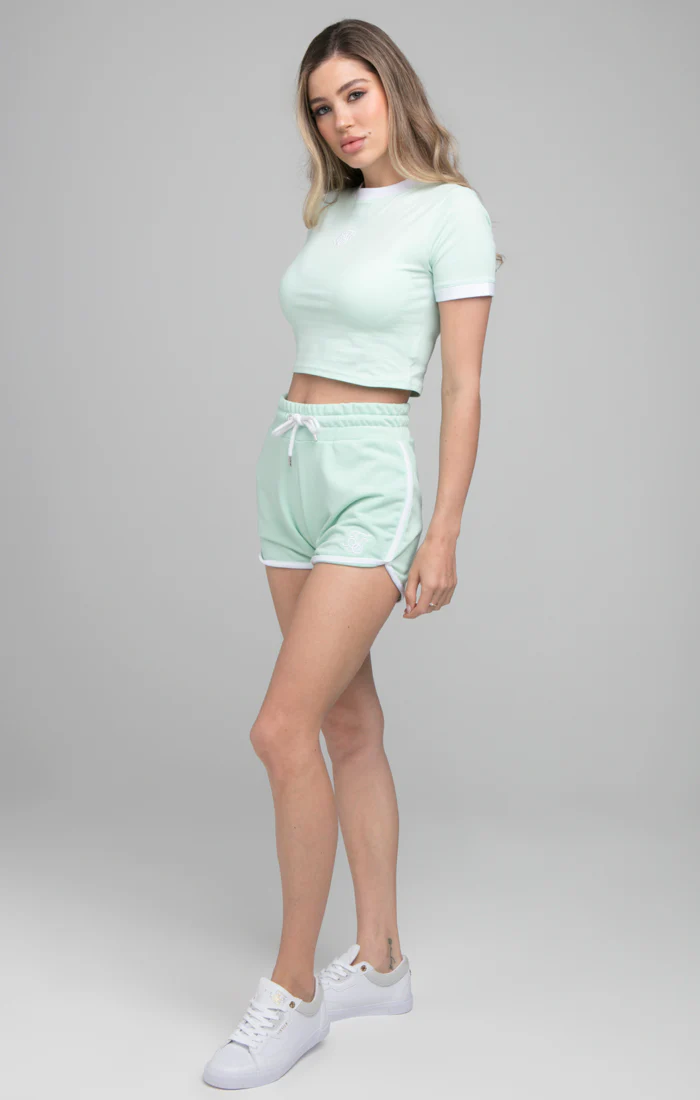 SikSilk Crop Ringer Tee - Mint - Image 4
