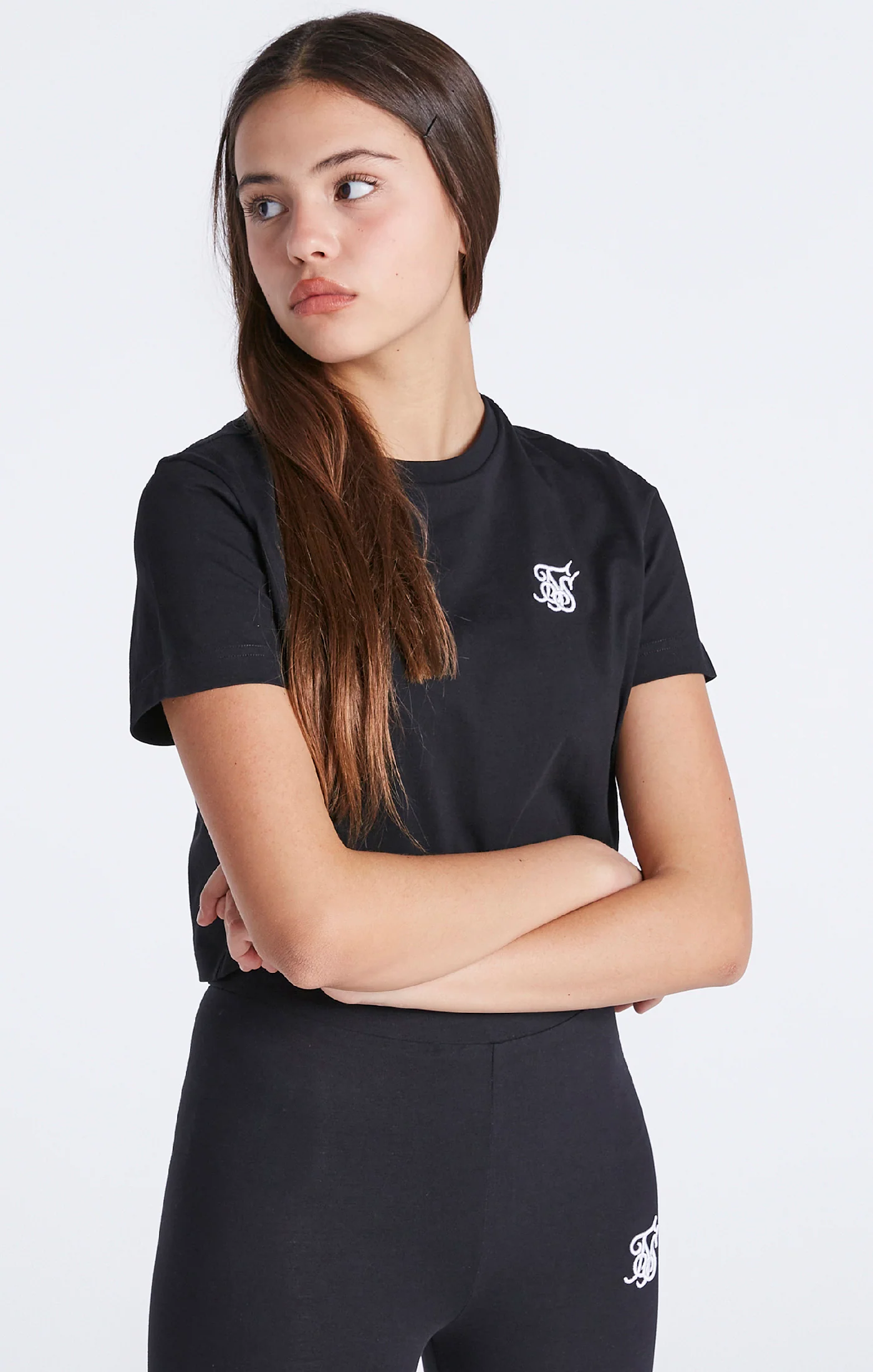 Girls Black Essentials Cropped T-Shirt - Image 4