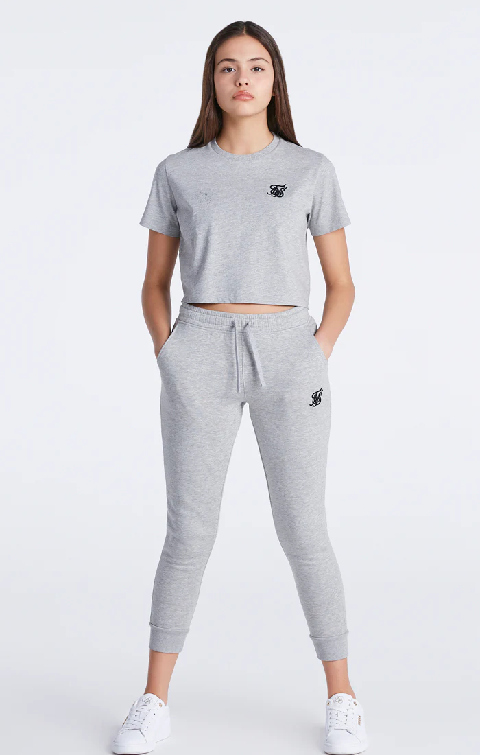 Girls Grey Marl Essentials Cropped T-Shirt - Image 2