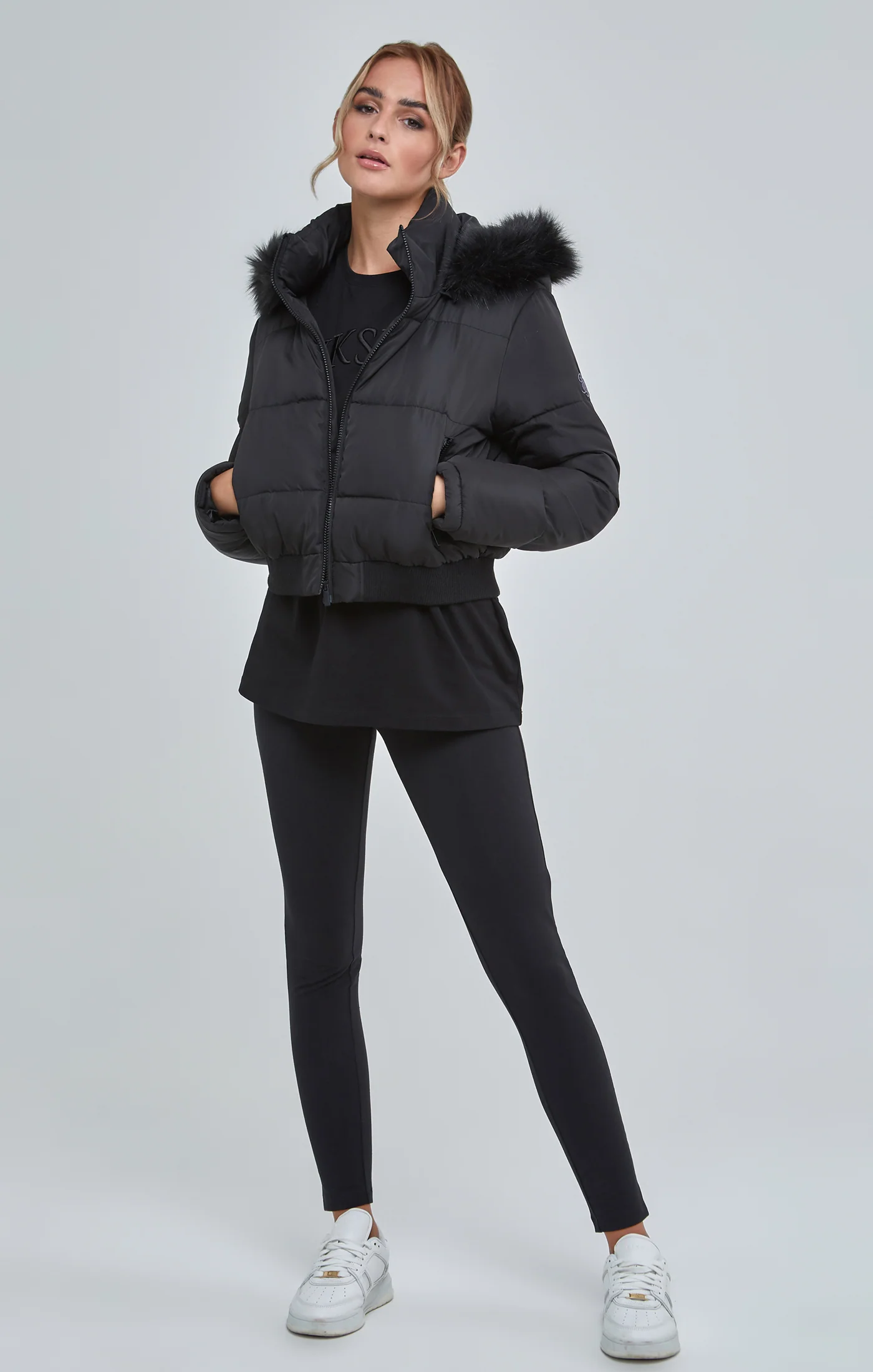 Black Cropped Parka - Image 4