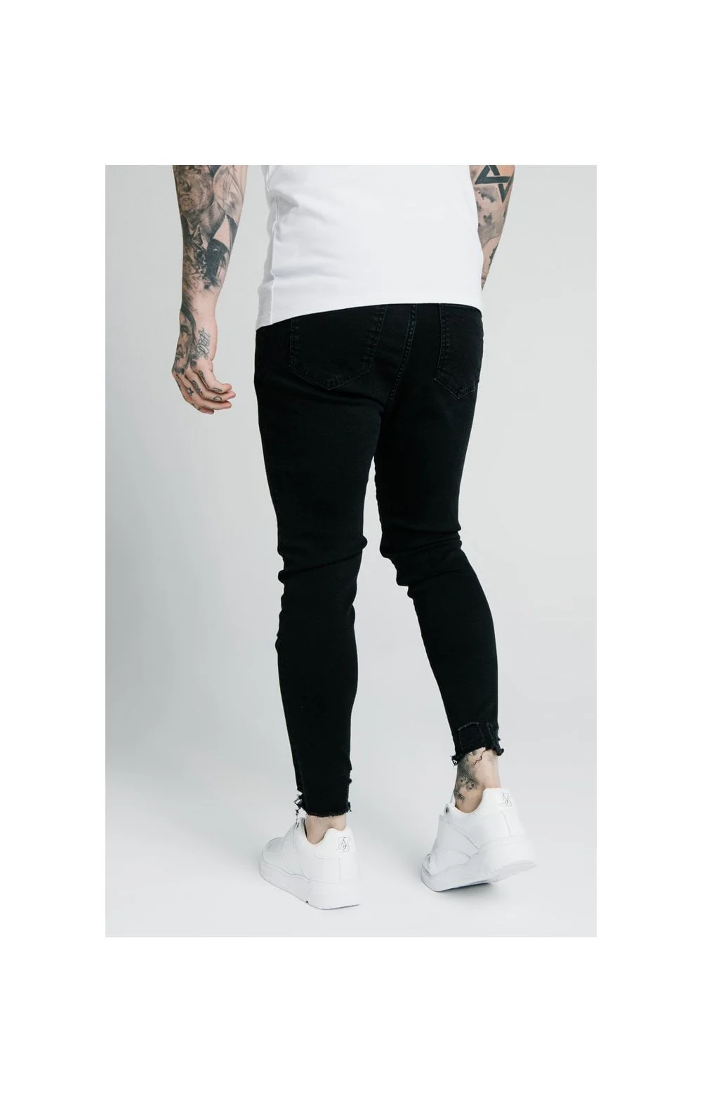 SikSilk Cropped Raw Hem Jeans - Black - Image 4