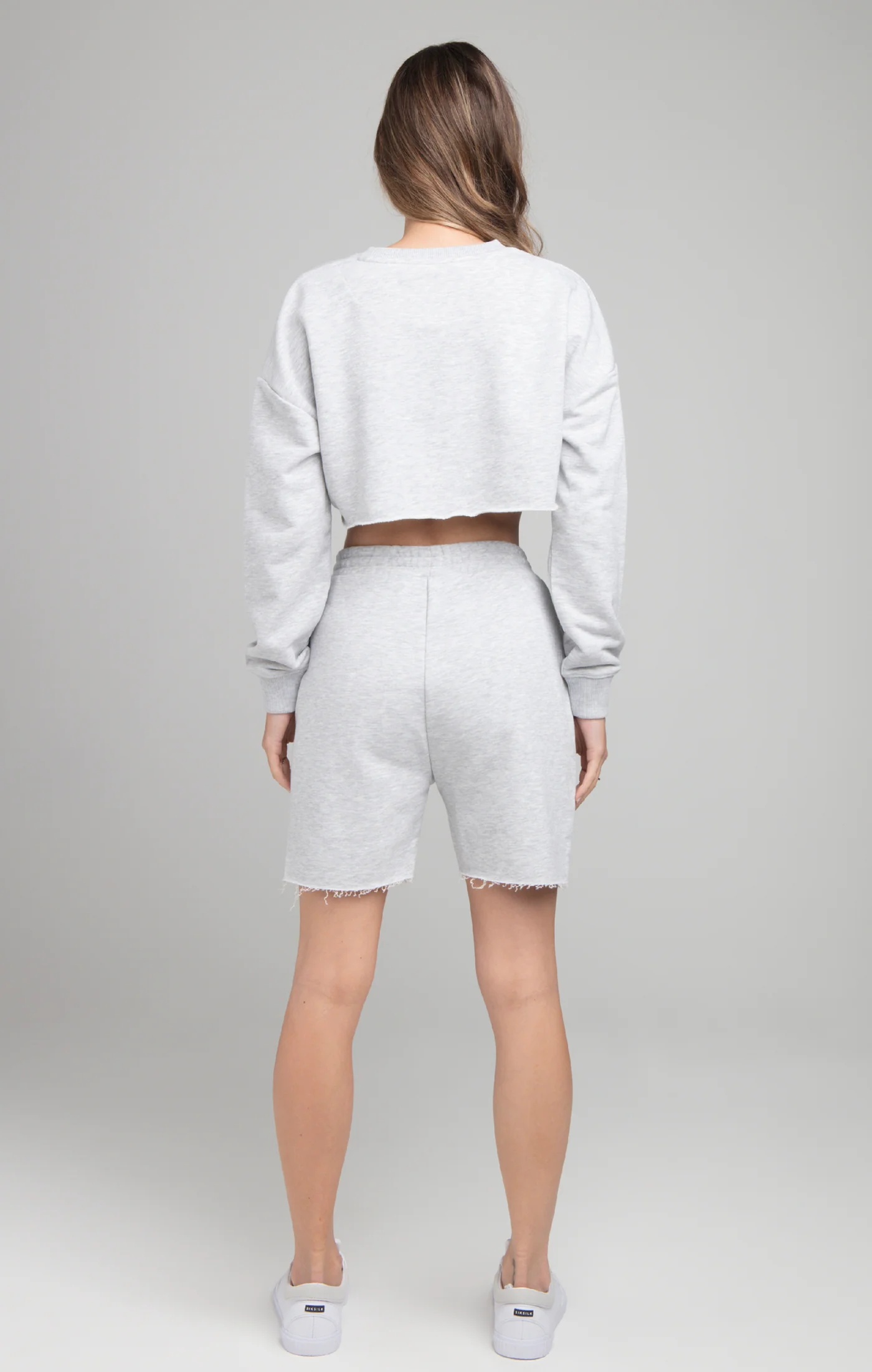 SikSilk Cropped Sweatshirt - Grey Marl - Image 5