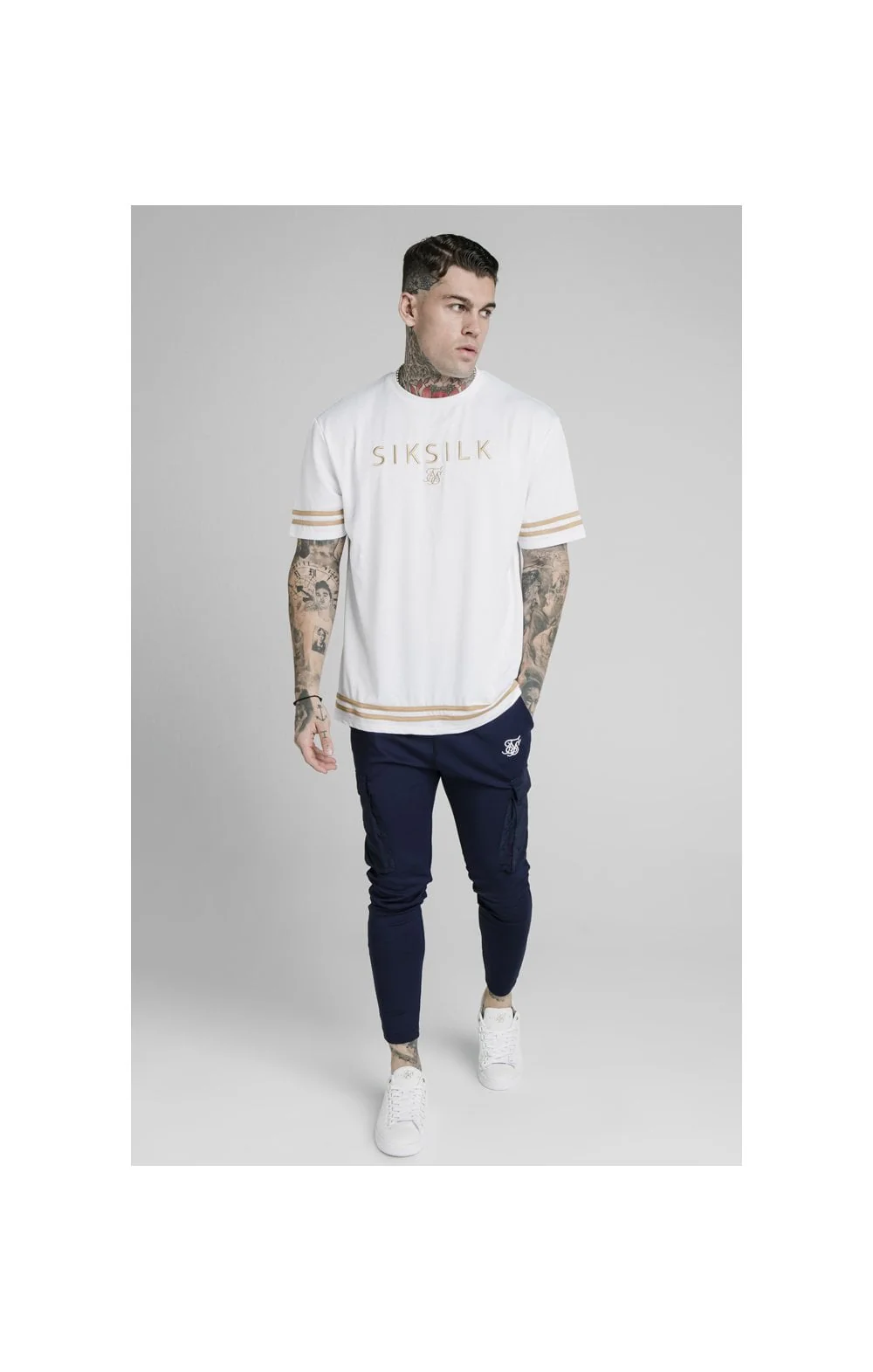 SikSilk Crushed Nylon Cargo Pants - Navy - Image 4
