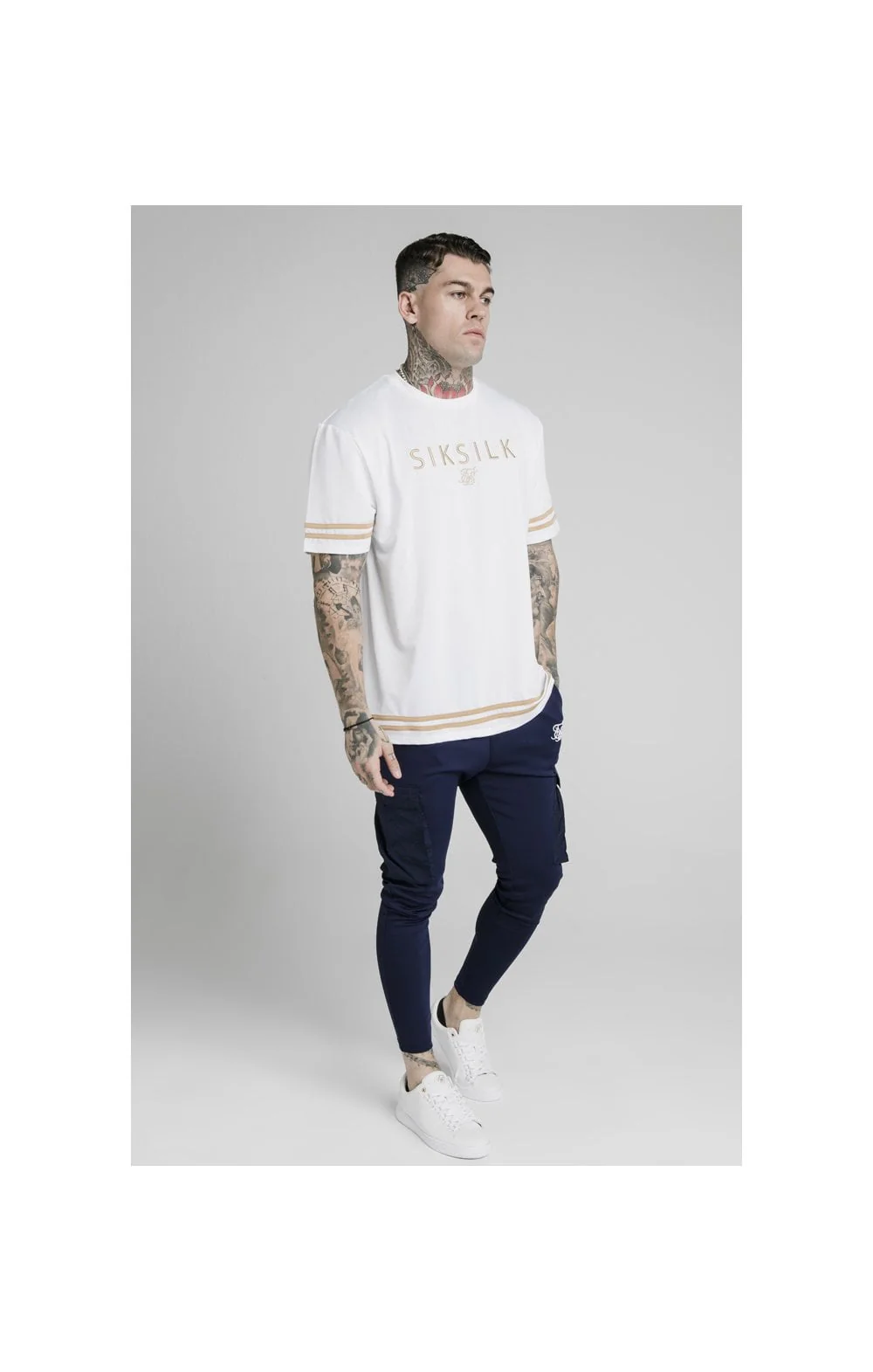 SikSilk Crushed Nylon Cargo Pants - Navy - Image 5