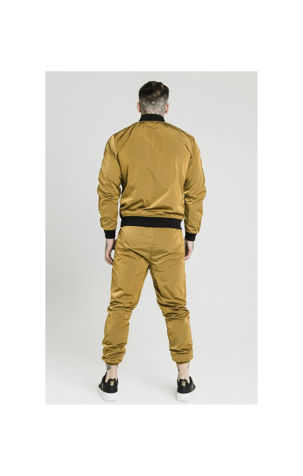 SikSilk Crushed Nylon Tape Bomber – Golden Mustard - Image 5
