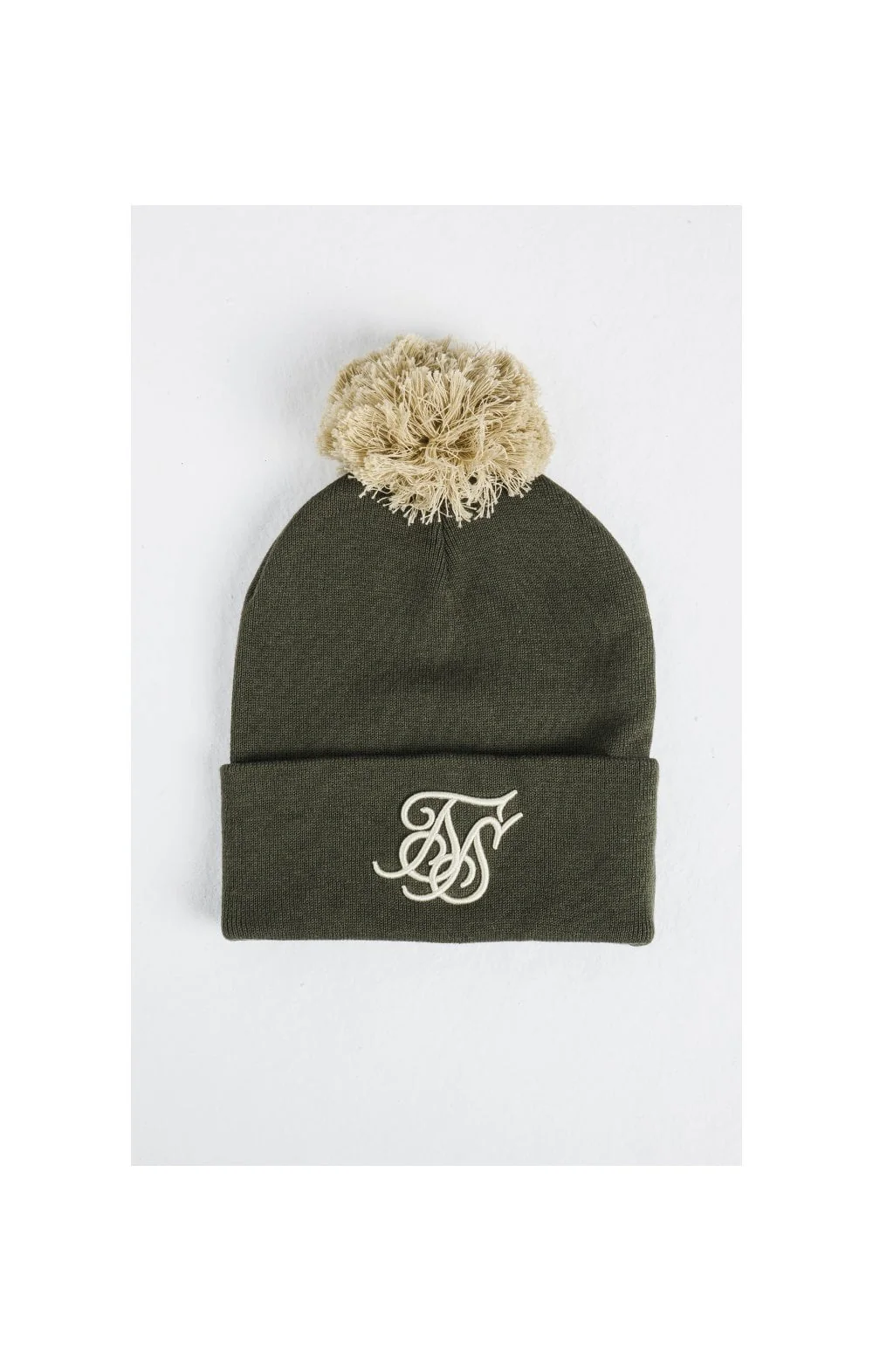 SikSilk Cuff Knit Bobble Hat – Khaki