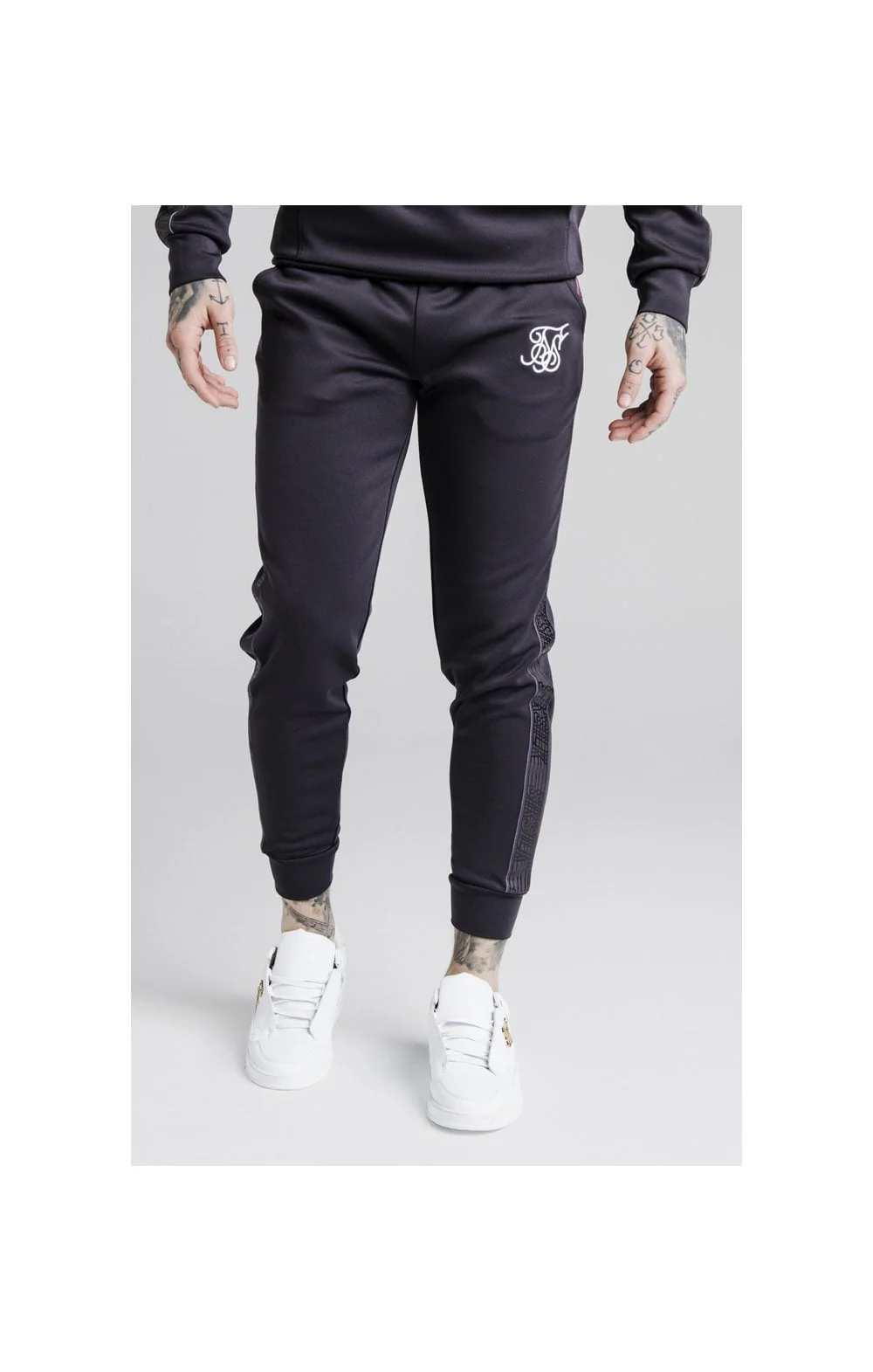 SikSilk Cuffed Cropped Fade Panel Runner Pants – Nine Iron - Image 2