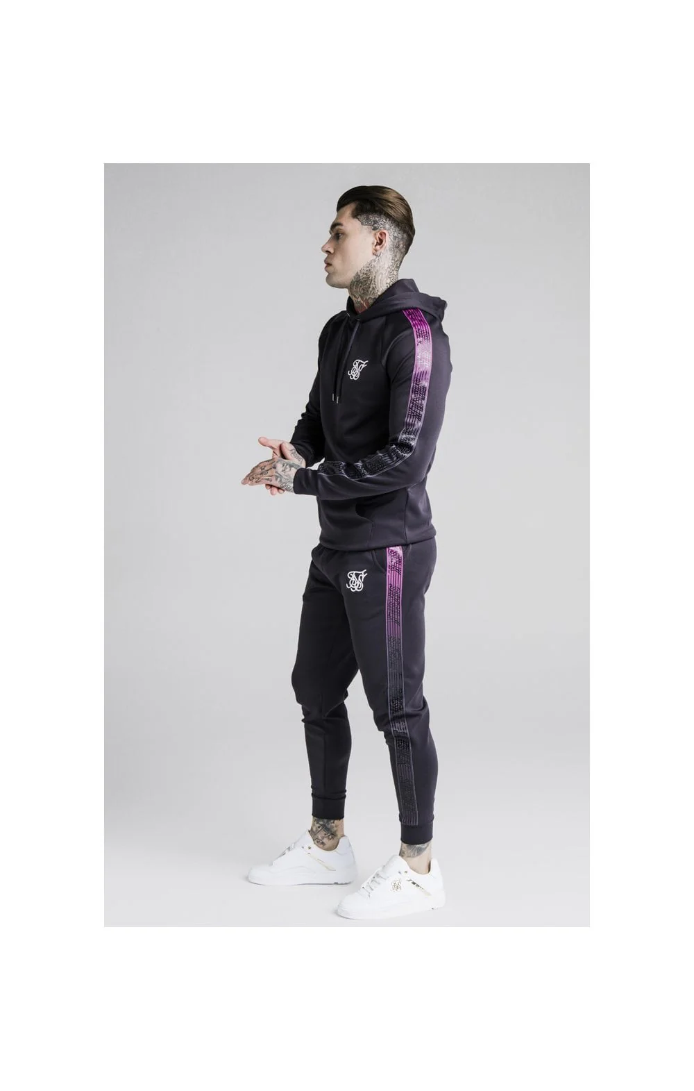 SikSilk Cuffed Cropped Fade Panel Runner Pants – Nine Iron - Image 5
