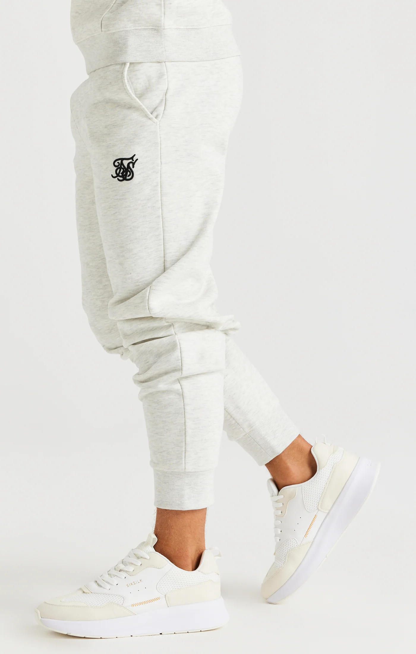 SikSilk Cuffed Jogger - Snow Marl - Image 2