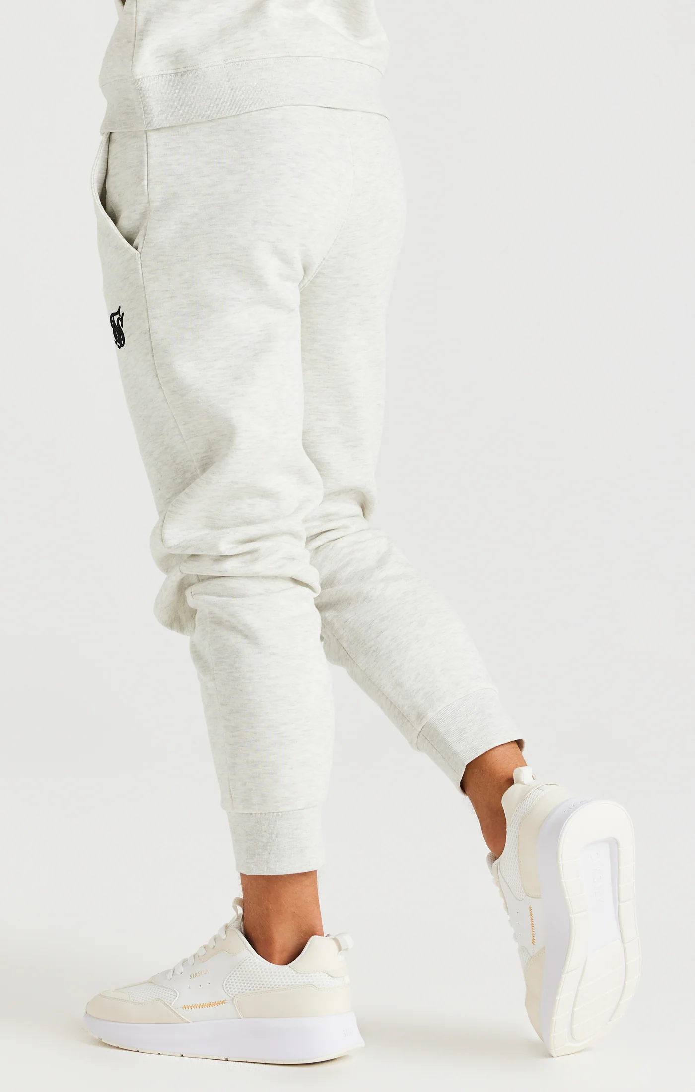 SikSilk Cuffed Jogger - Snow Marl - Image 4