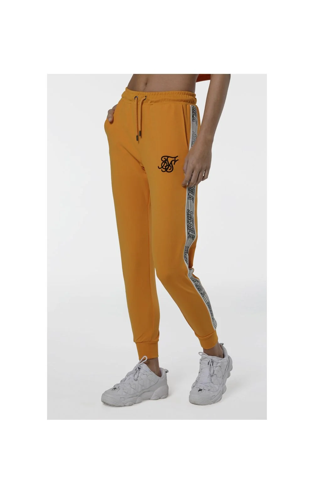 SikSilk Cuffed Runner Tape Joggers - Yellow - Image 3