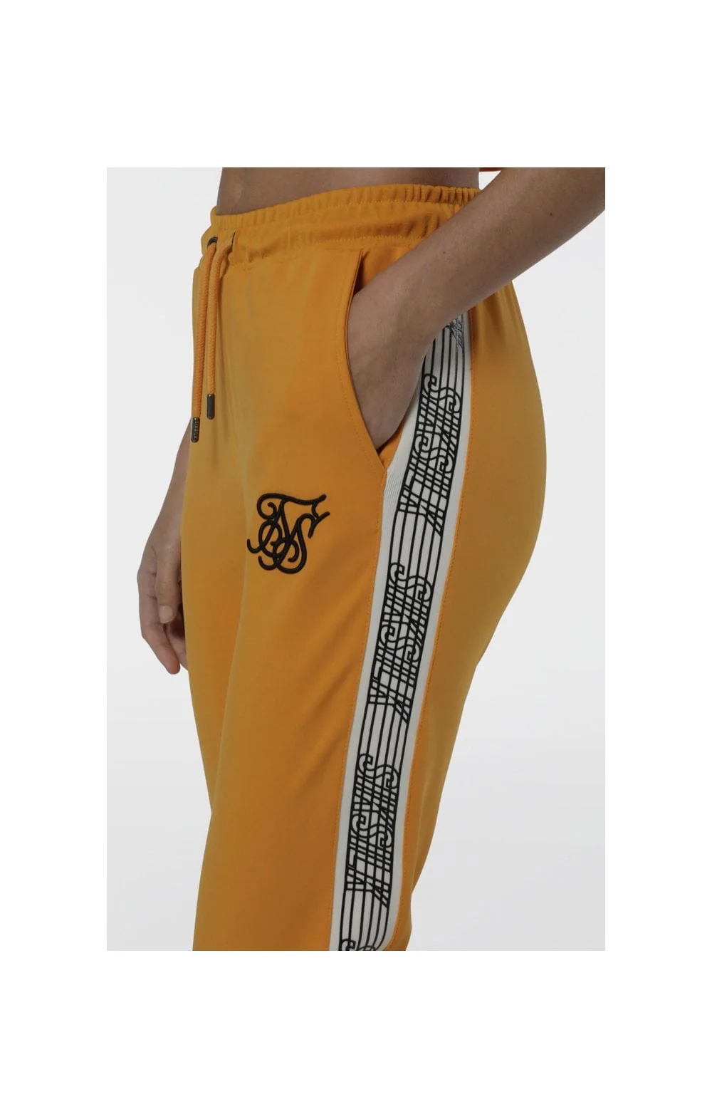 SikSilk Cuffed Runner Tape Joggers - Yellow - Image 4