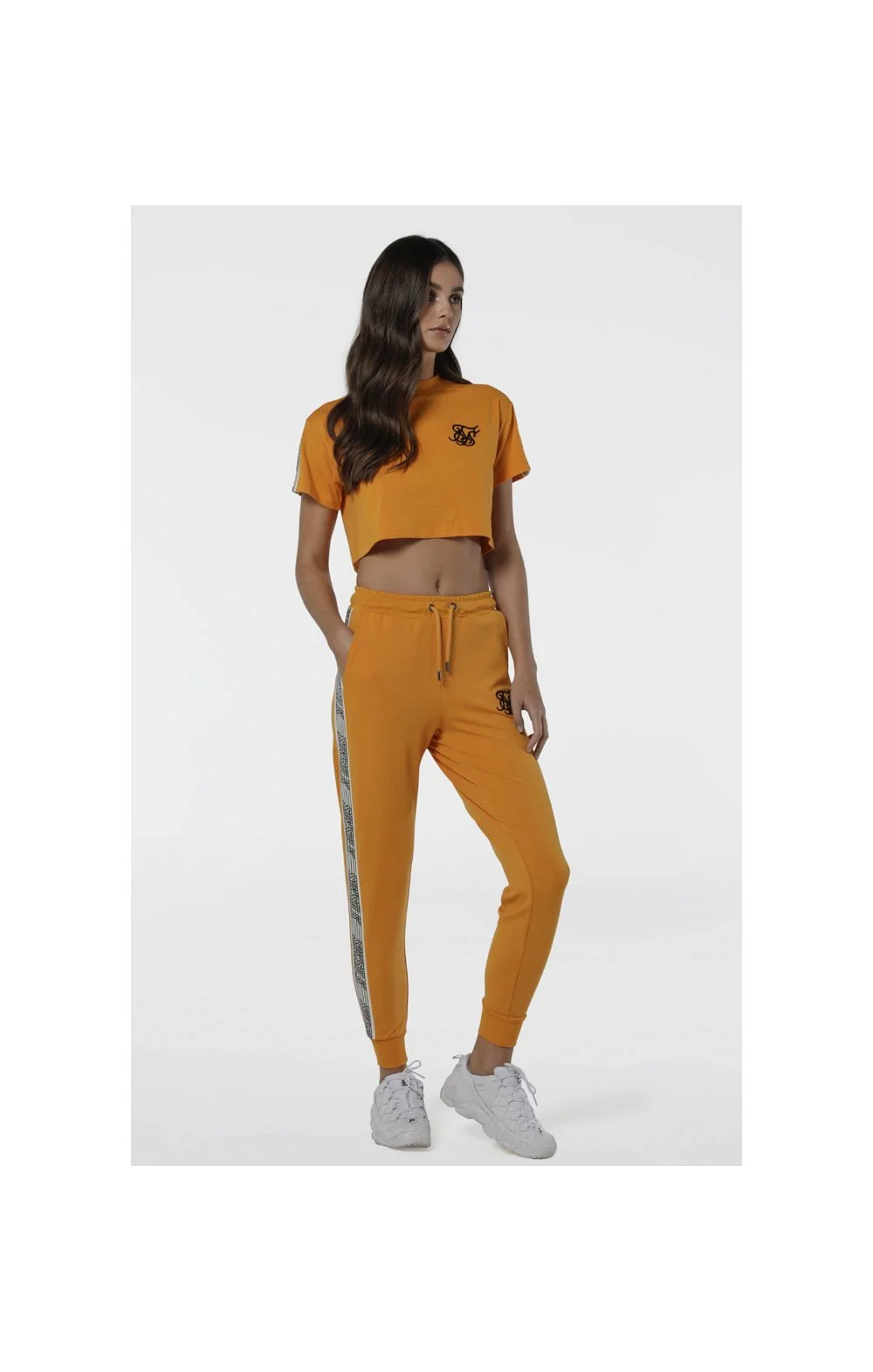 SikSilk Cuffed Runner Tape Joggers - Yellow - Image 5