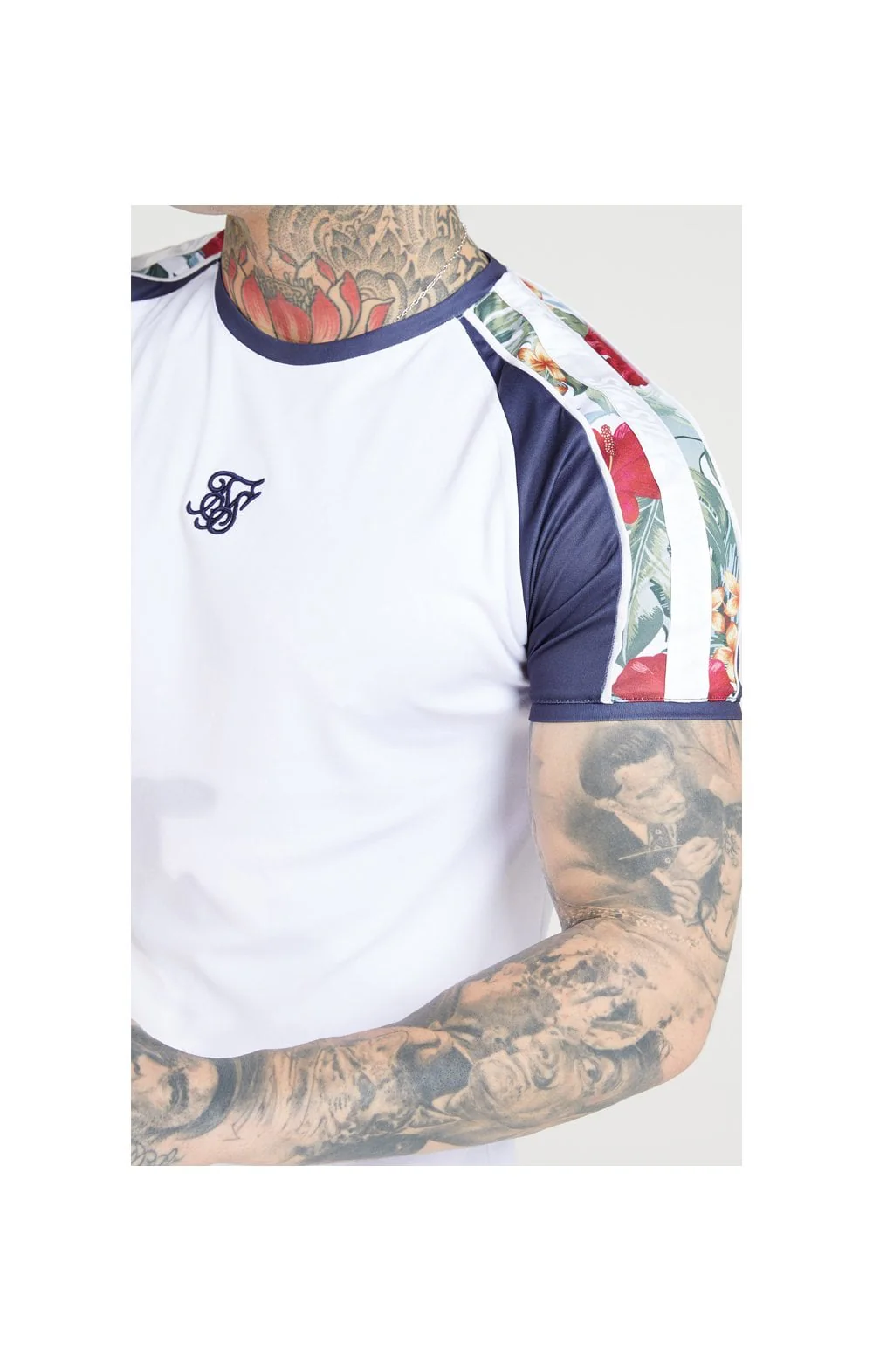 SikSilk Curved Hem Raglan Tee – White - Image 2