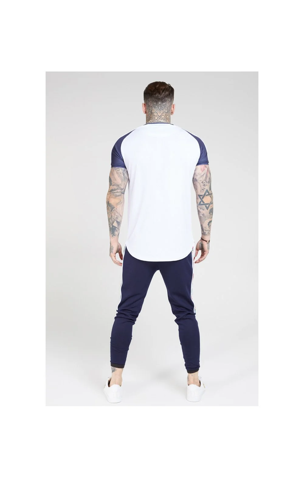 SikSilk Curved Hem Raglan Tee – White - Image 5