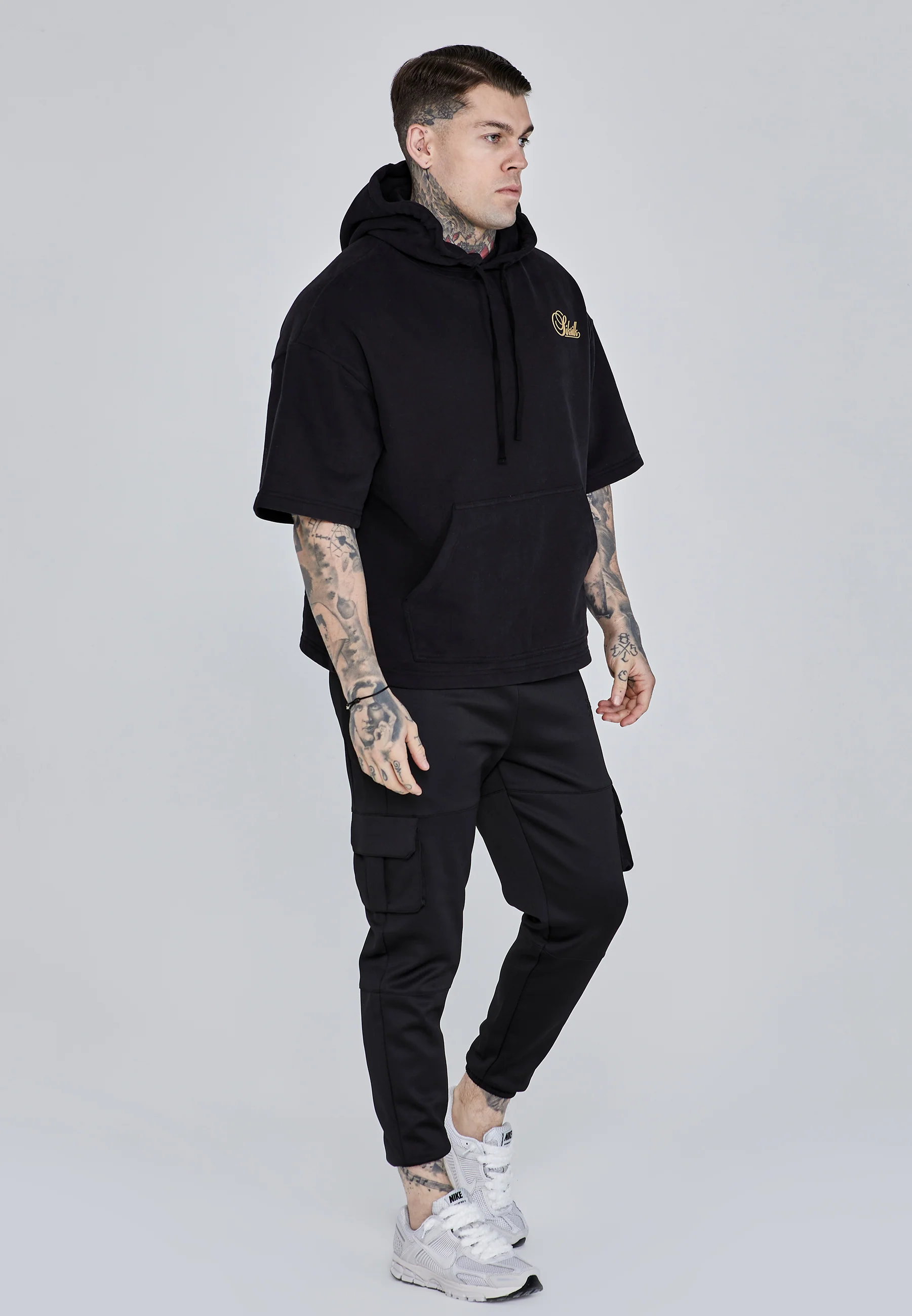 Black Cut Off Hoodie - Image 4