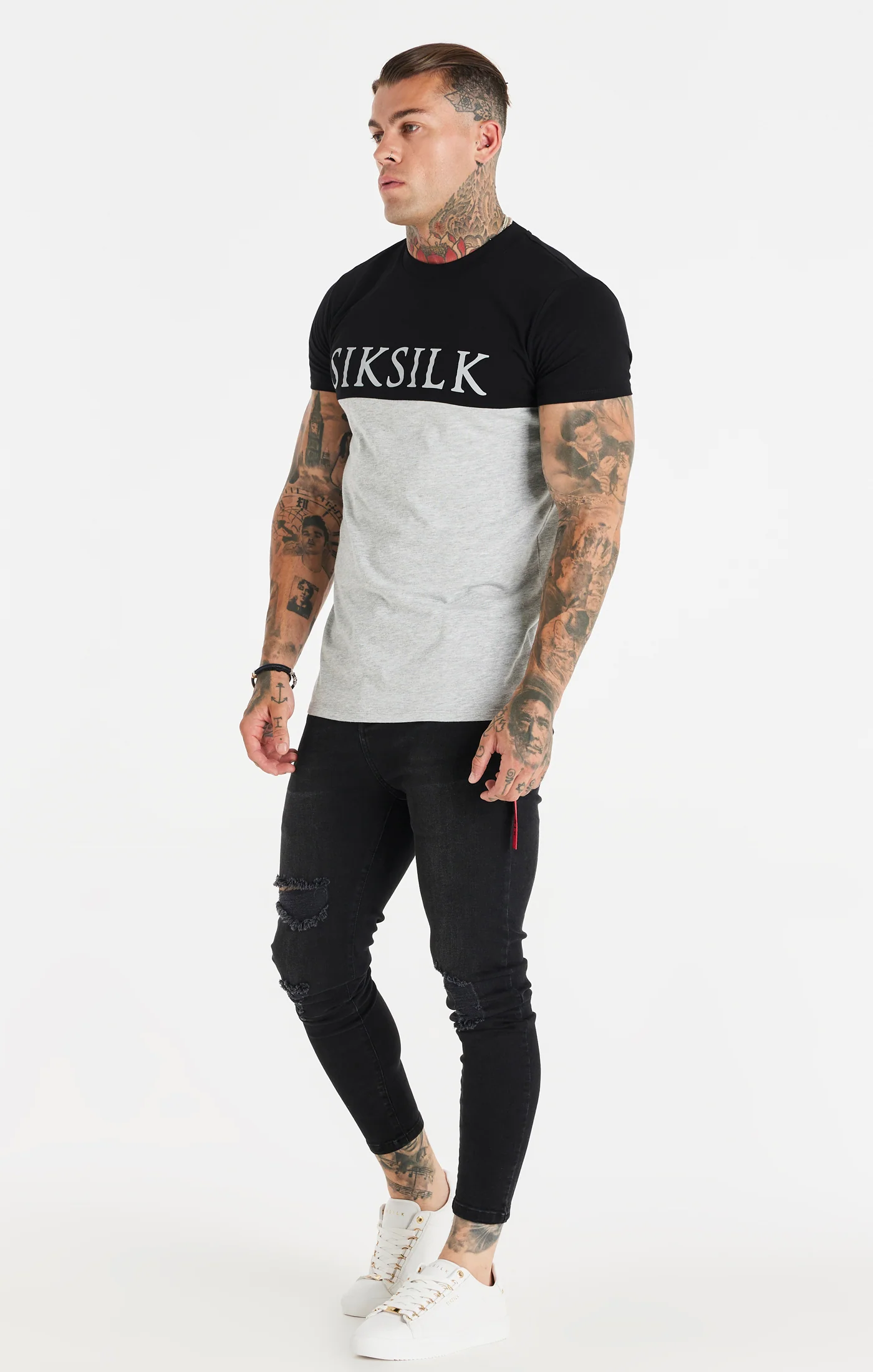 Black Cut And Sew Muscle Fit T-Shirt - Image 3