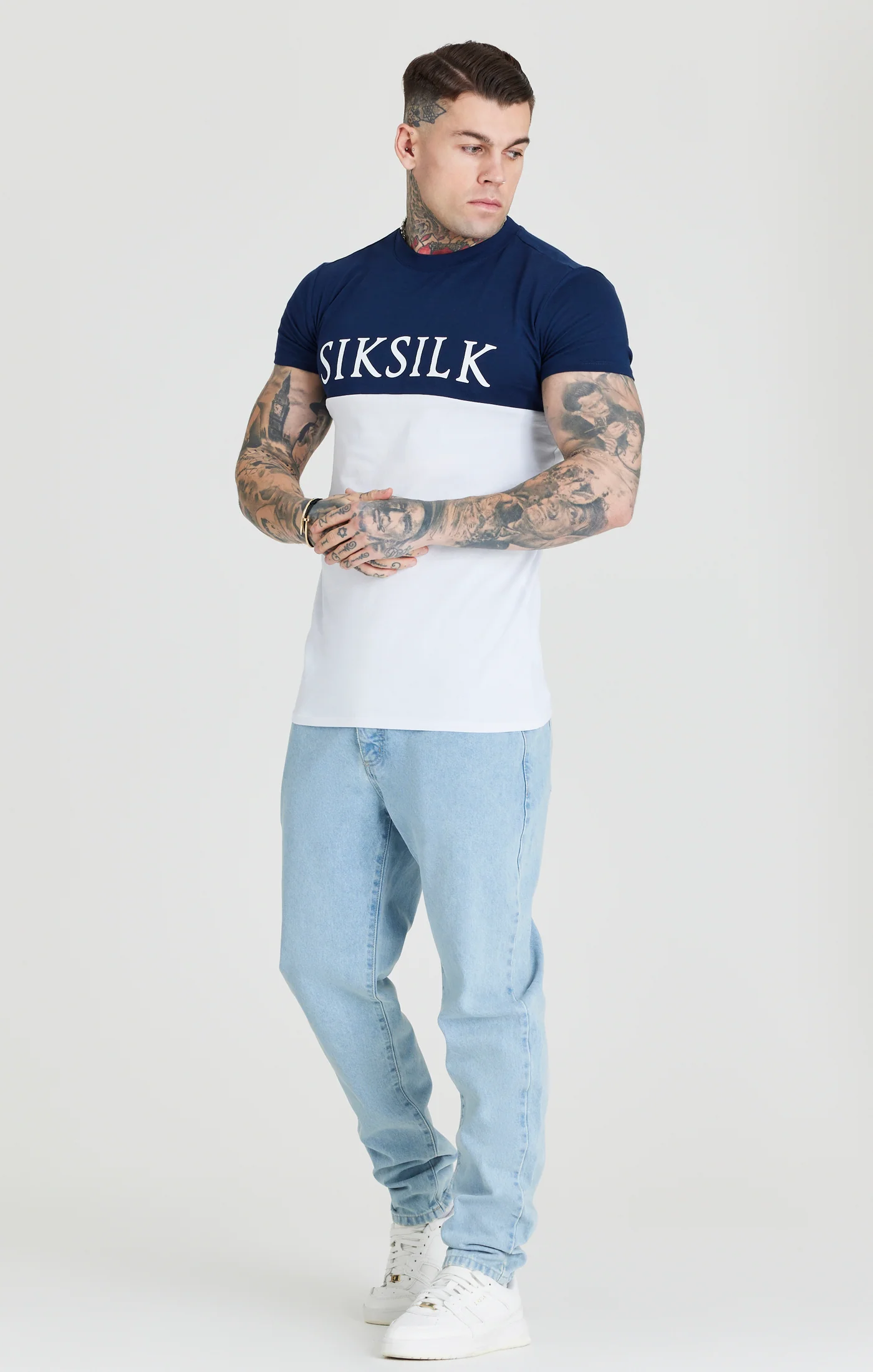 Navy Cut And Sew Muscle Fit T-Shirt - Image 3