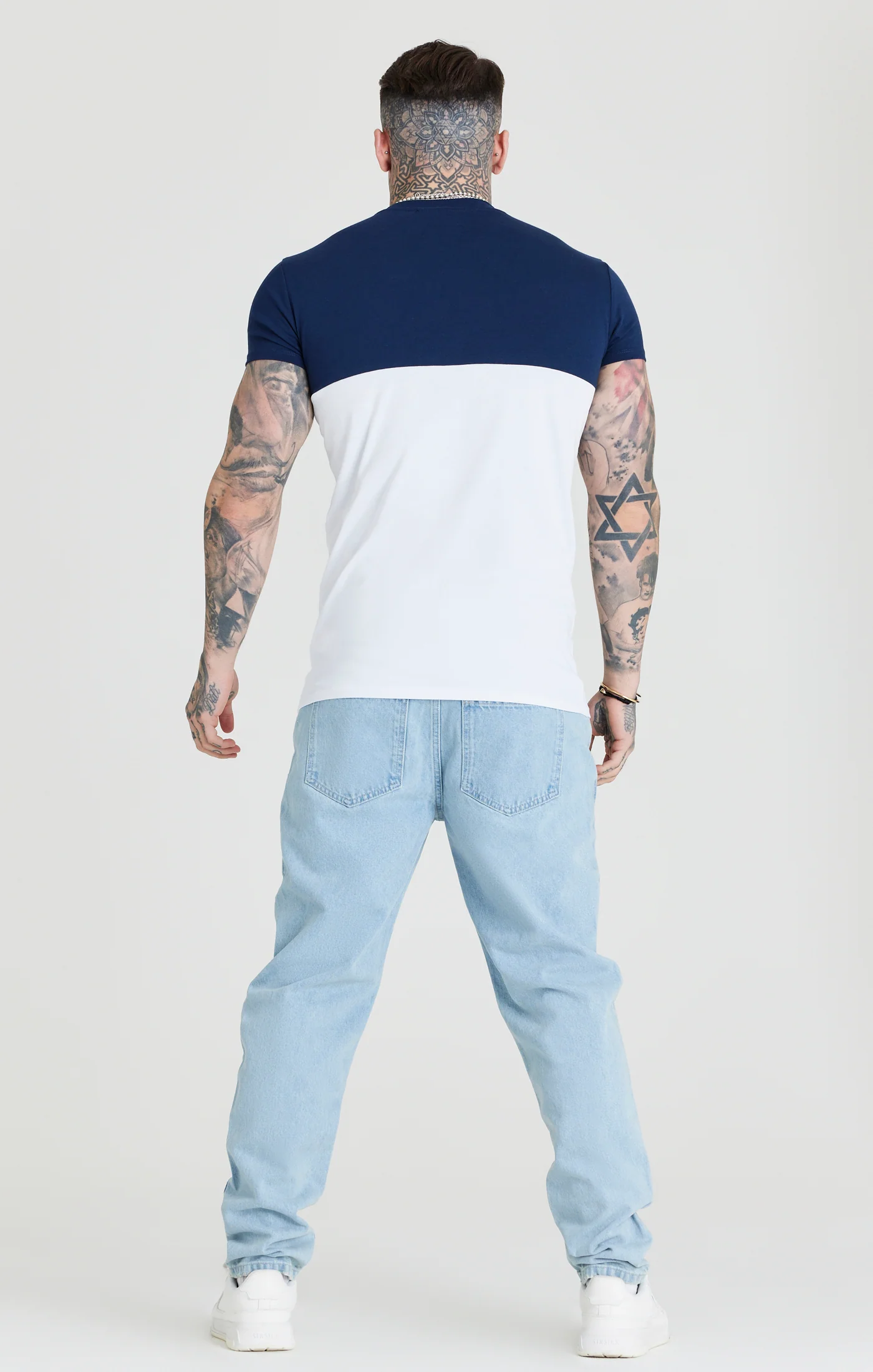 Navy Cut And Sew Muscle Fit T-Shirt - Image 5