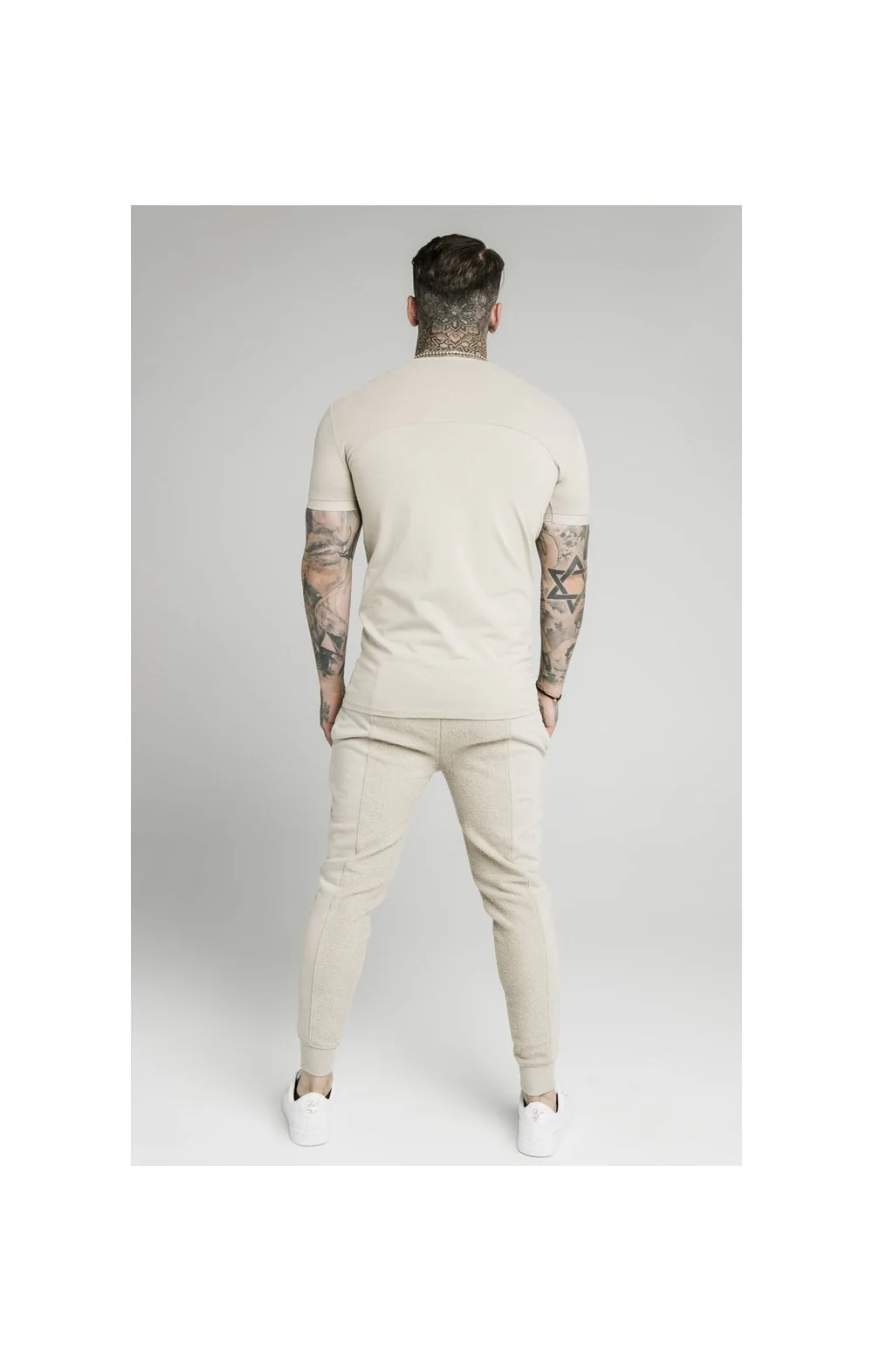 SikSilk Cut & Sew Gym Tee - Stone - Image 6