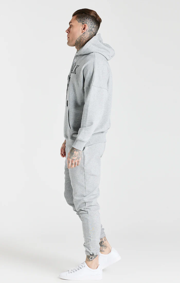Grey Cut And Sew Logo Overhead Hoodie - Image 5