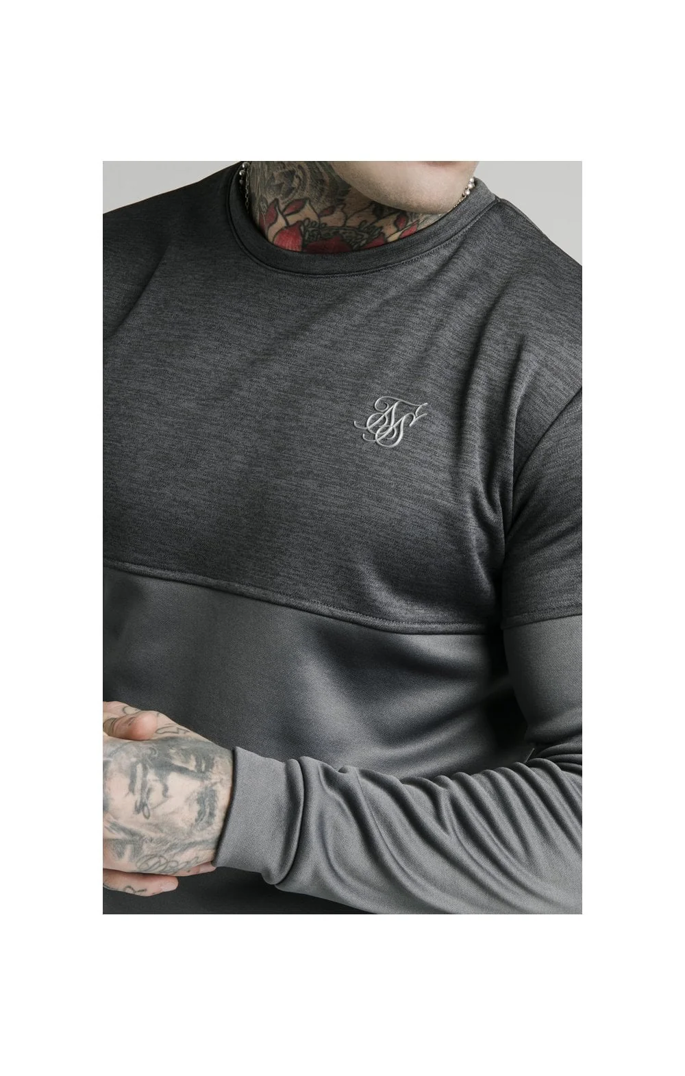 SikSilk Cut & Sew Sweater - Grey - Image 2