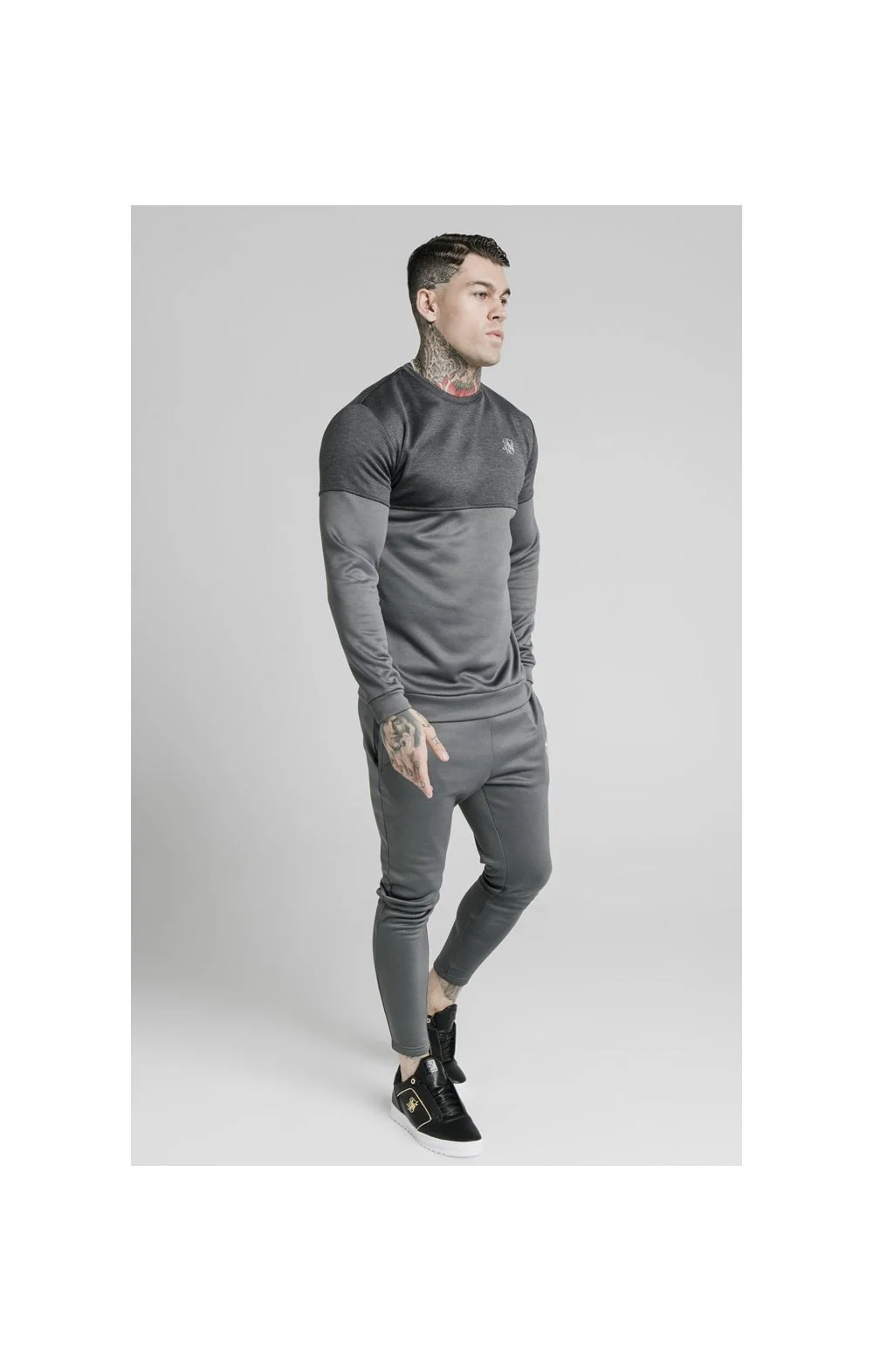 SikSilk Cut & Sew Sweater - Grey - Image 3