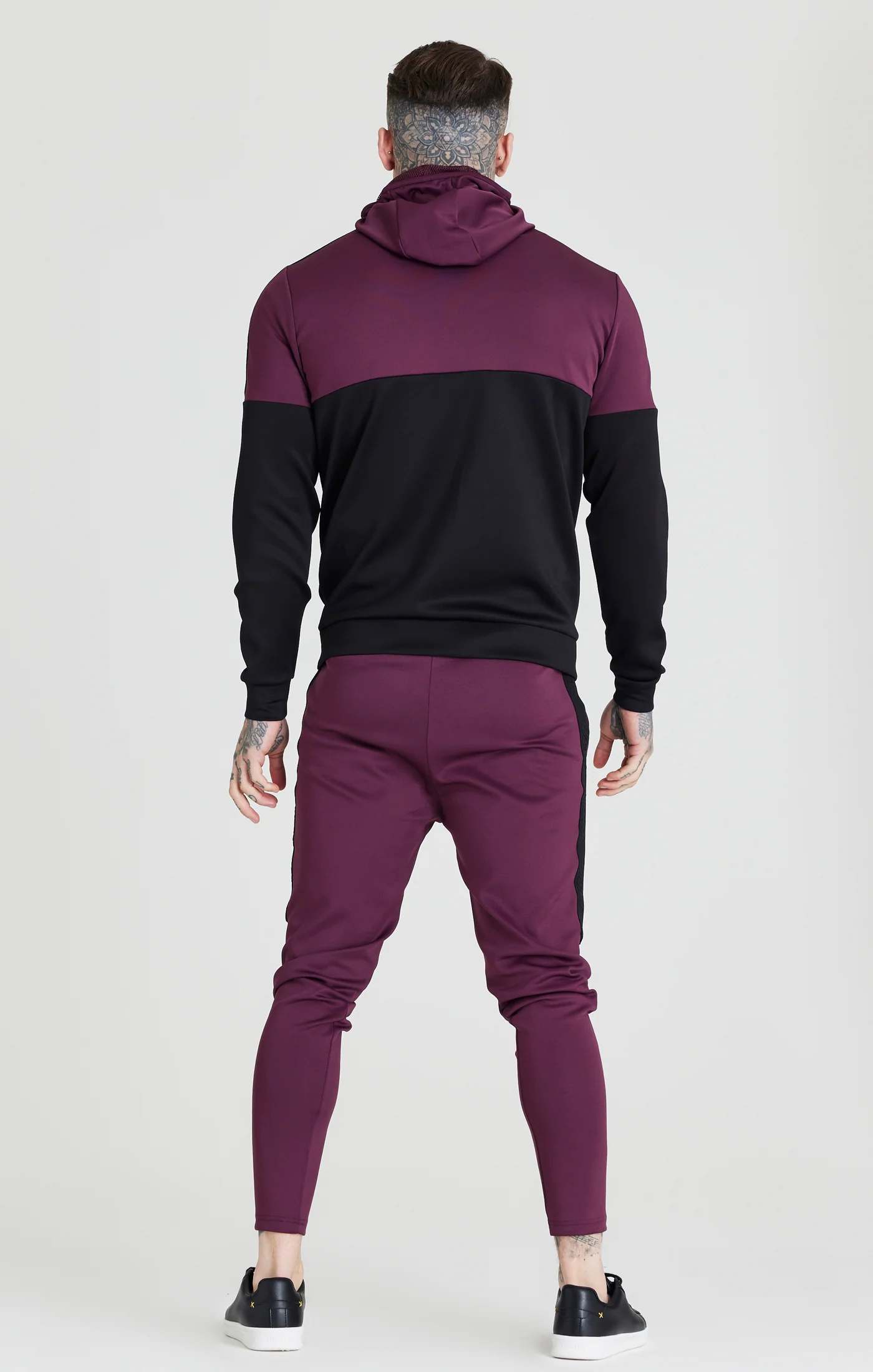 SikSilk Cut & Sew Zip Through Hood - Burgundy & Black - Image 4