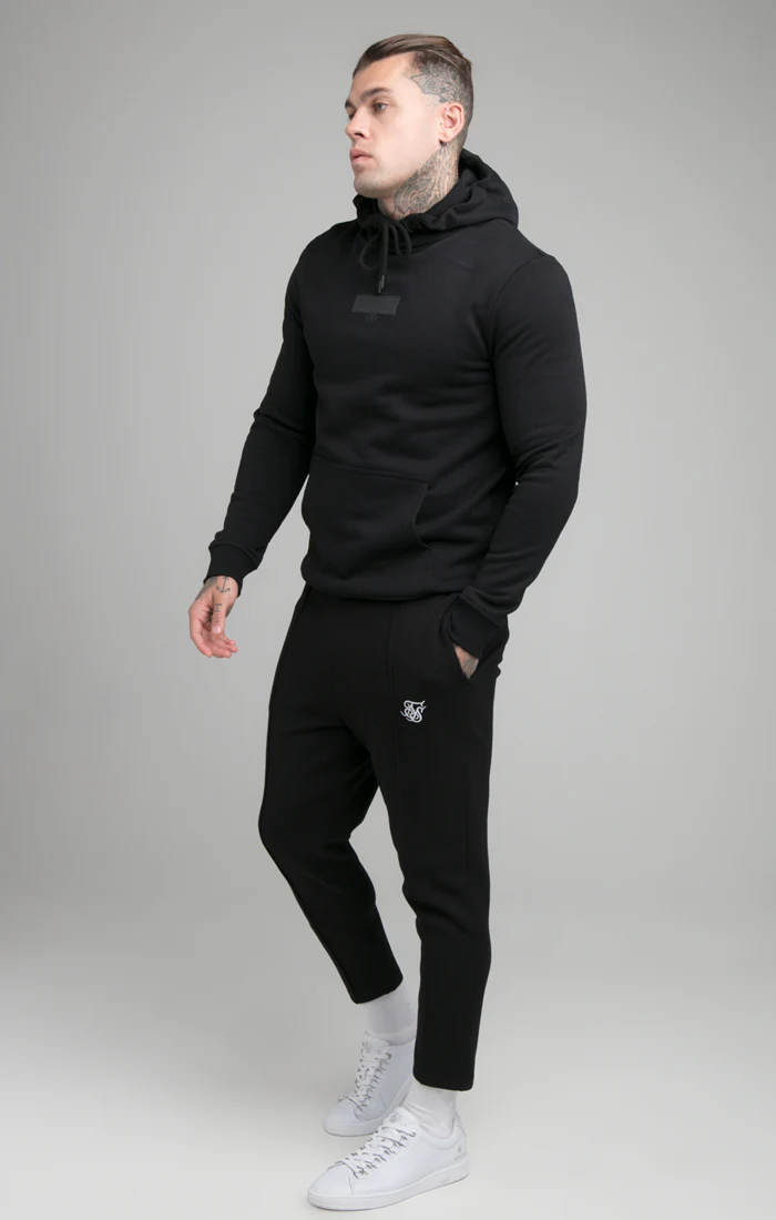 Black Debossed Print Overhead Hoodie - Image 2