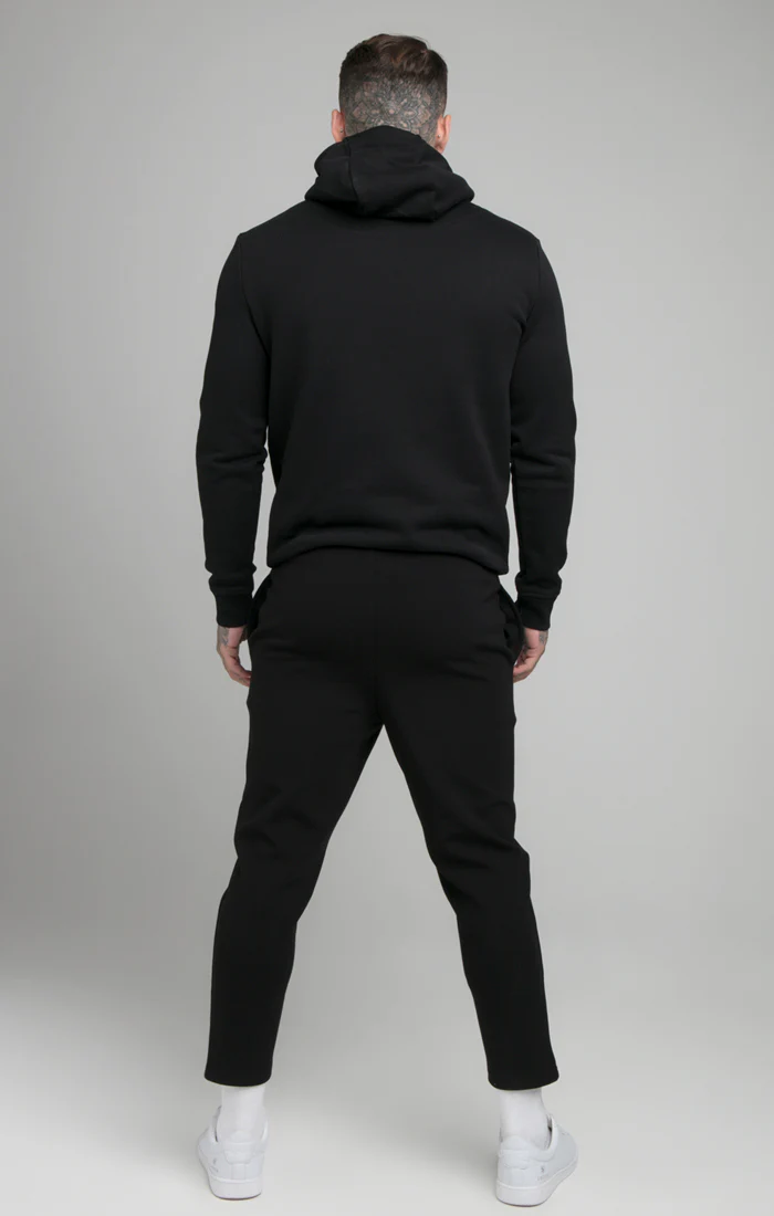 Black Debossed Print Overhead Hoodie - Image 3