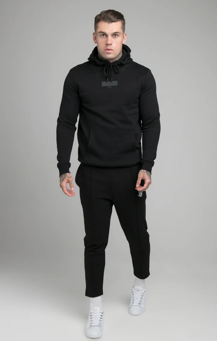 Black Debossed Print Overhead Hoodie - Image 4
