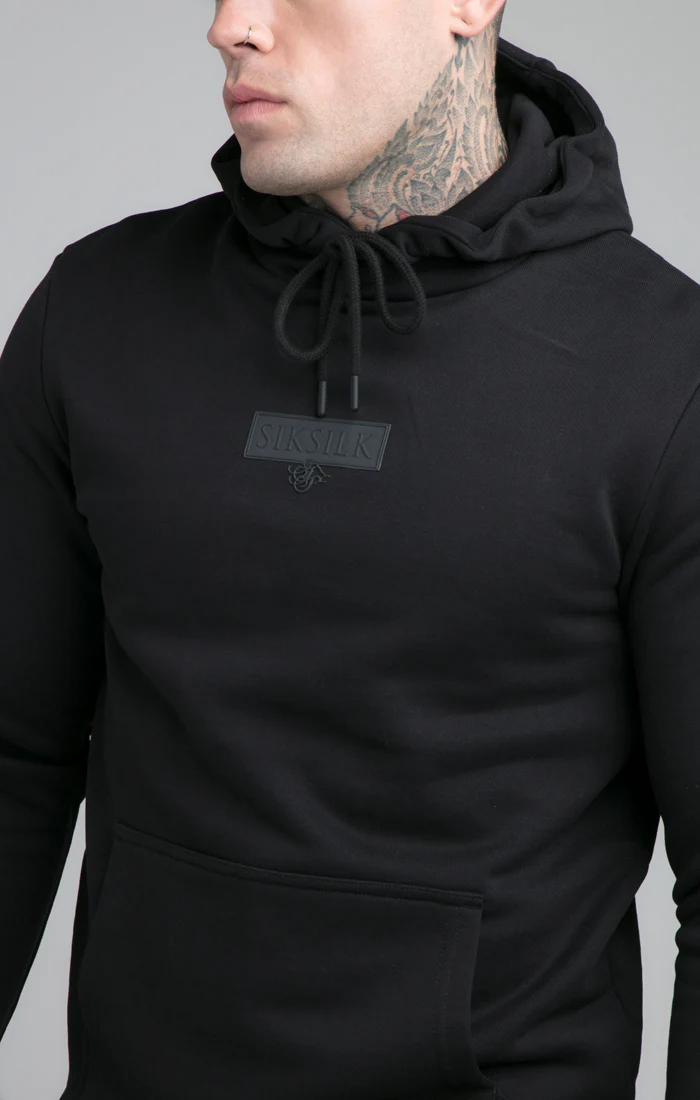 Black Debossed Print Overhead Hoodie - Image 5