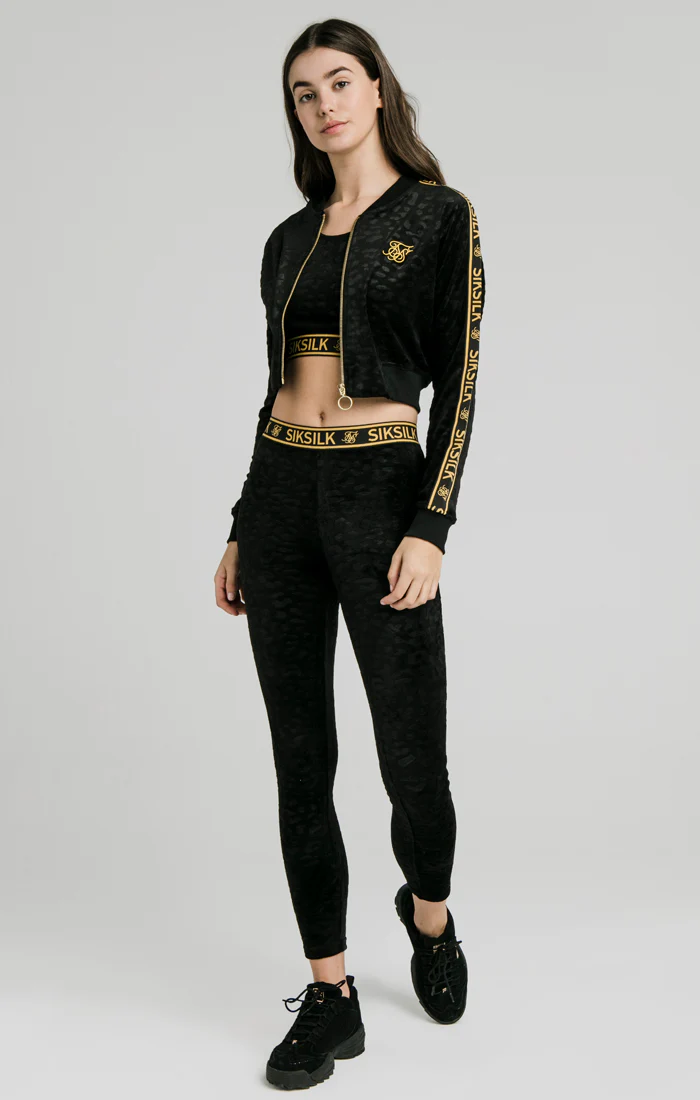 SikSilk Debossed Velour Bomber - Black - Image 3