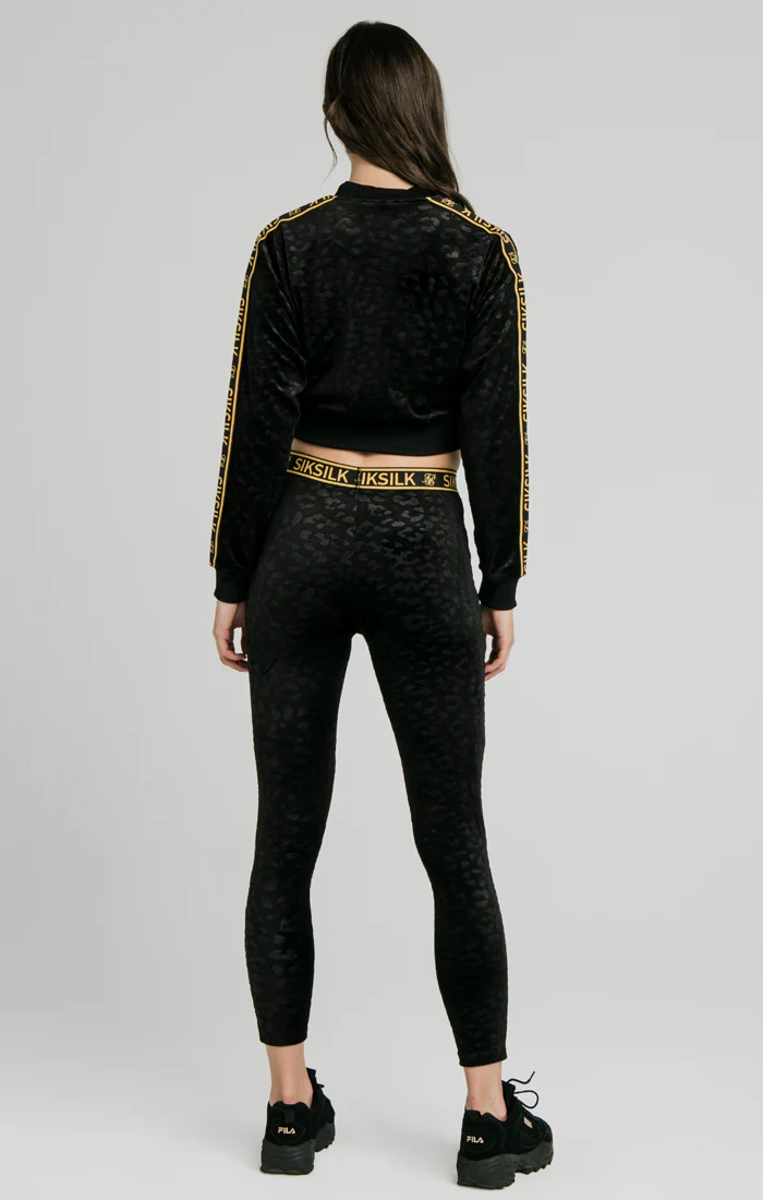 SikSilk Debossed Velour Bomber - Black - Image 5