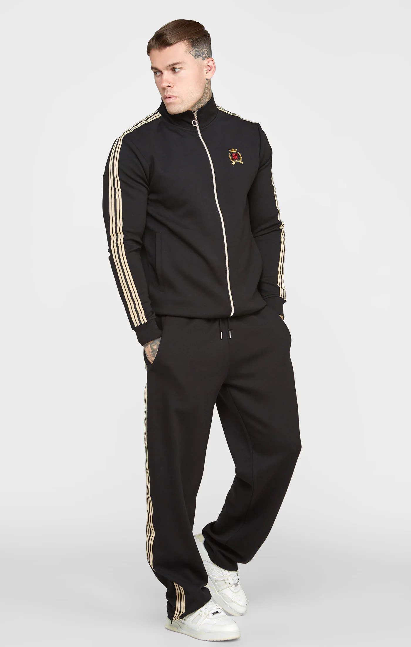 Black Crest Funnel Neck Track Jacket - Image 4