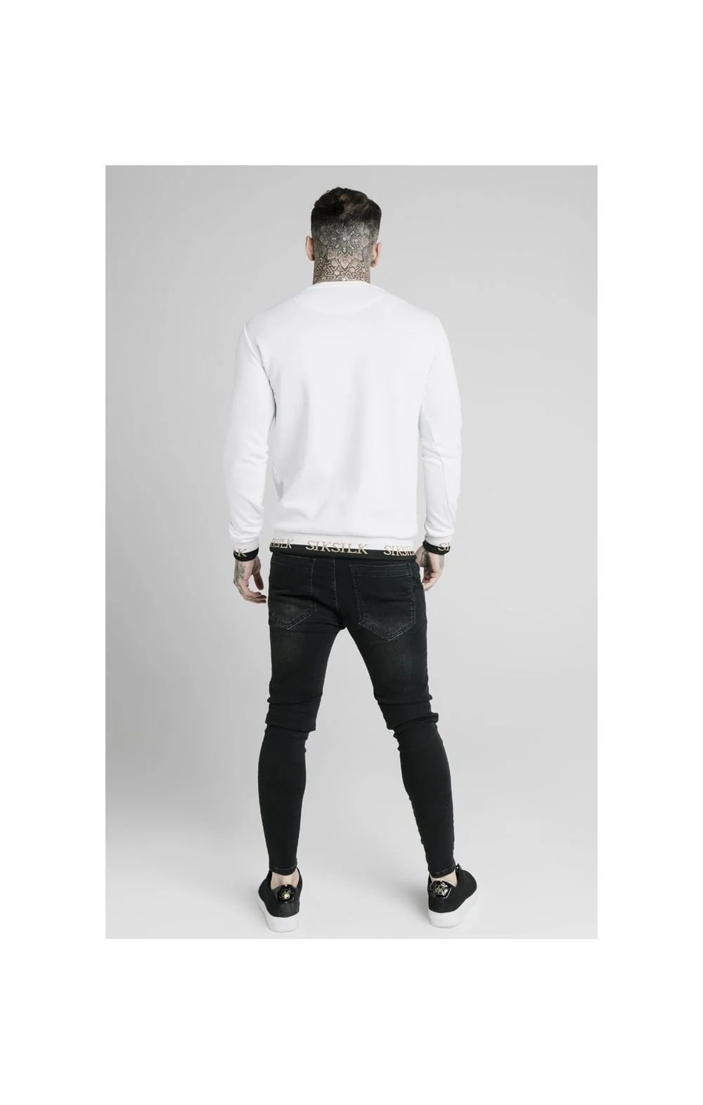 SikSilk Deluxe Crew Sweat - White - Image 3