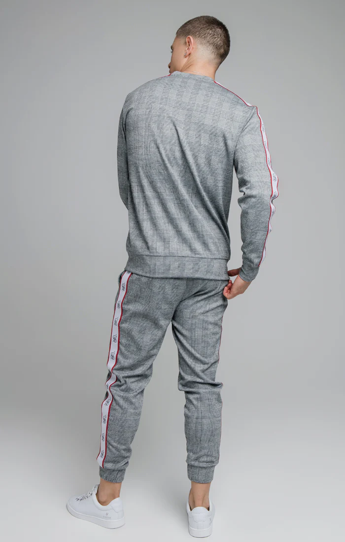 SikSilk Deluxe Dog Tooth Crew Sweater - Black & White - Image 3