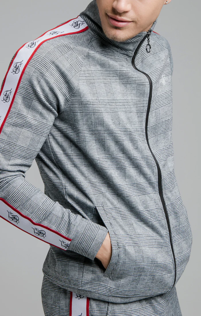 Black Deluxe Dogtooth Zip Through Hoodie - Image 2