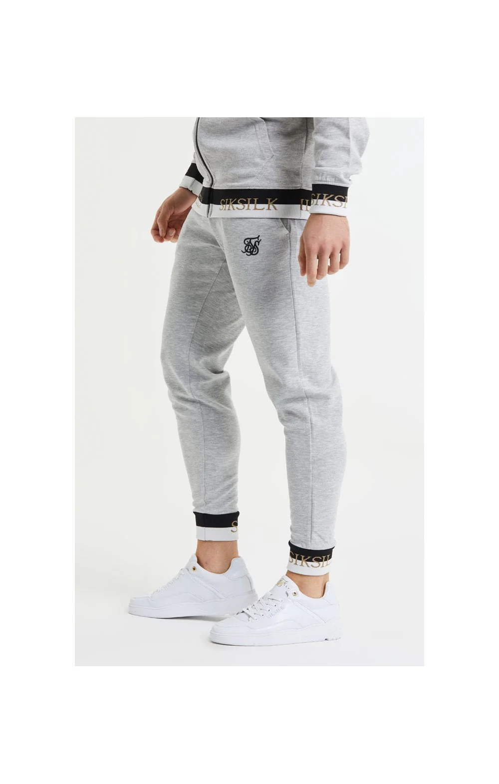 SikSilk Deluxe Fitted Jogger - Grey Marl - Image 3