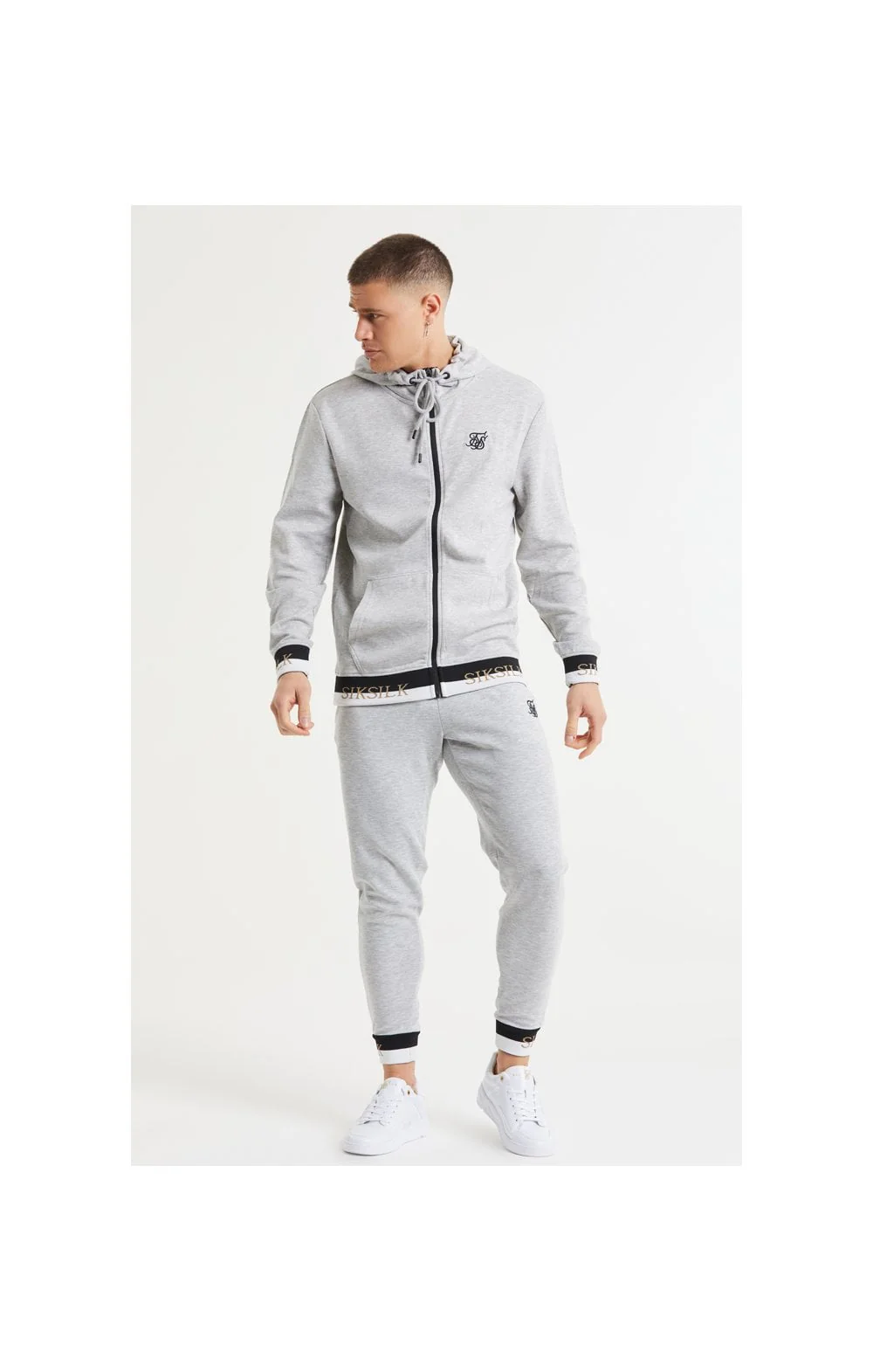 SikSilk Deluxe Fitted Jogger - Grey Marl - Image 6