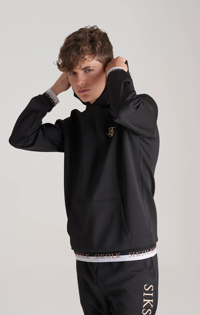 Boys Black Taped Overhead Hoodie - Image 2