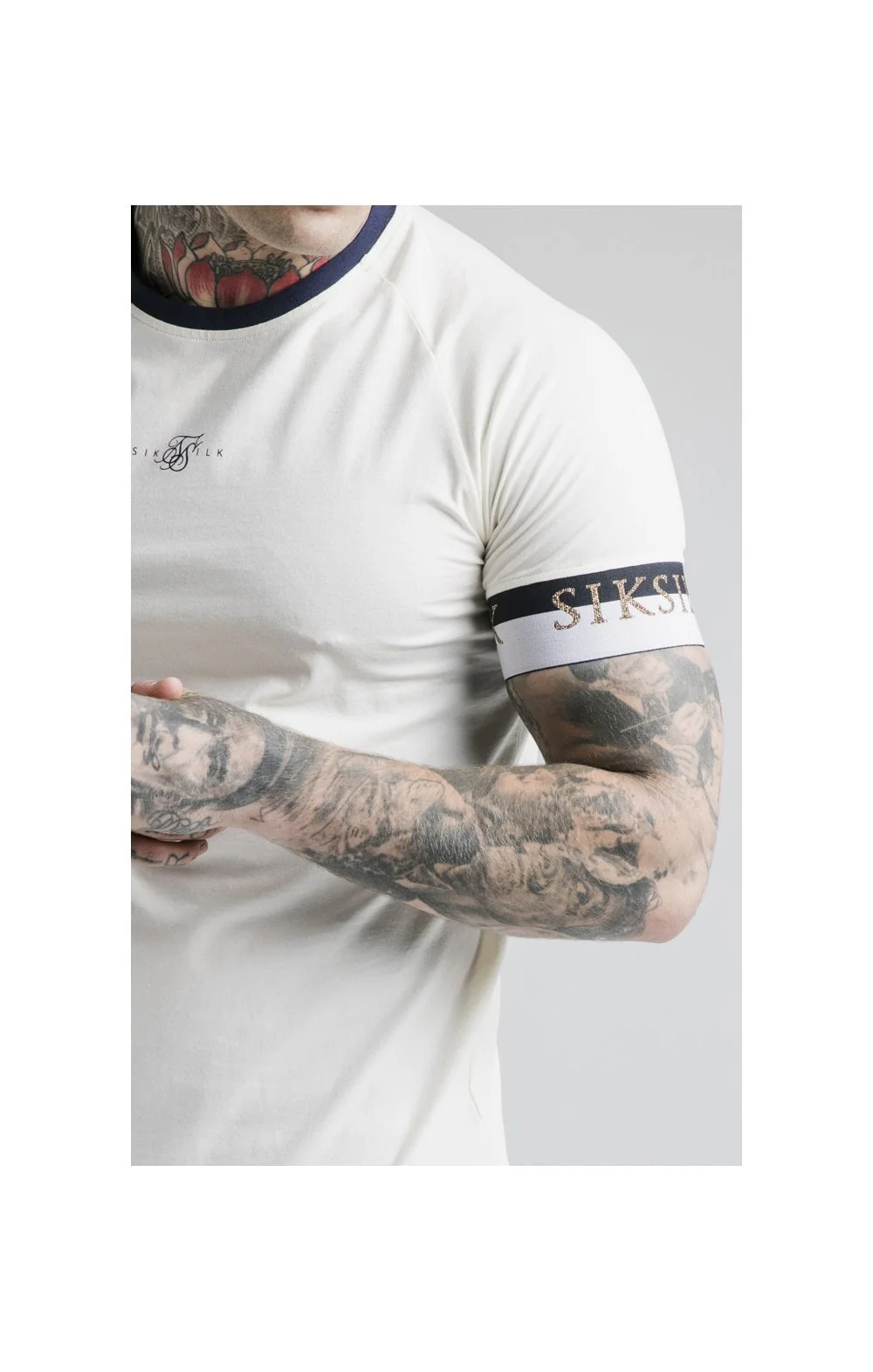 SikSilk Deluxe Ringer Tech Tee - Off White - Image 2