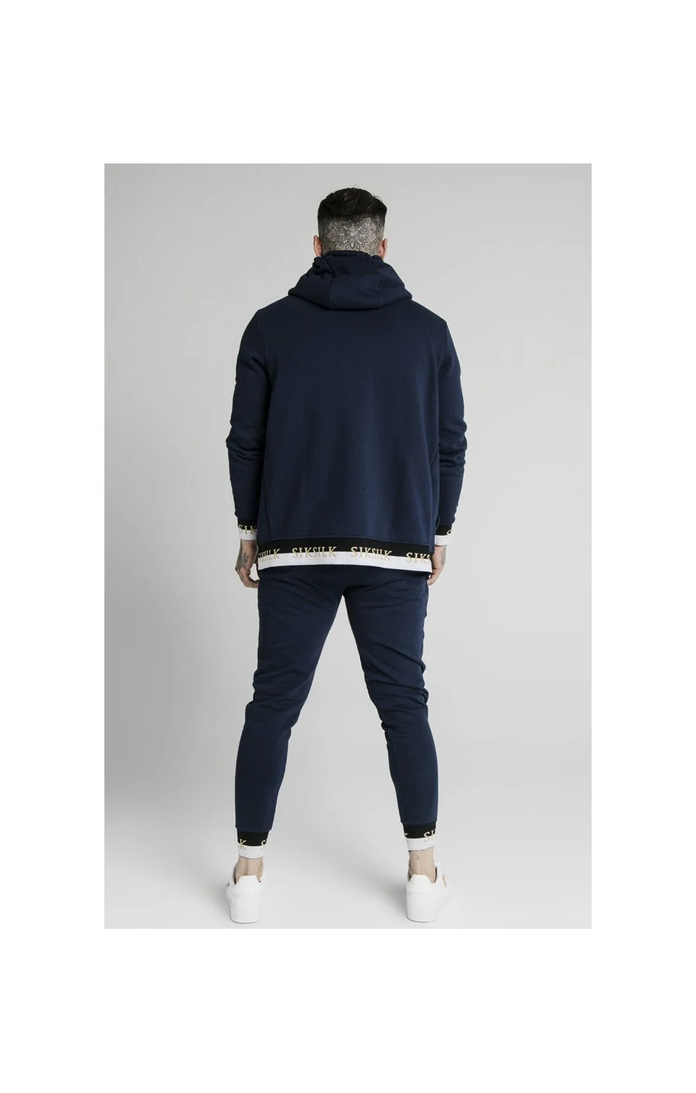 SikSilk Deluxe Zip Through Funnel Neck Hoodie - Navy - Image 6
