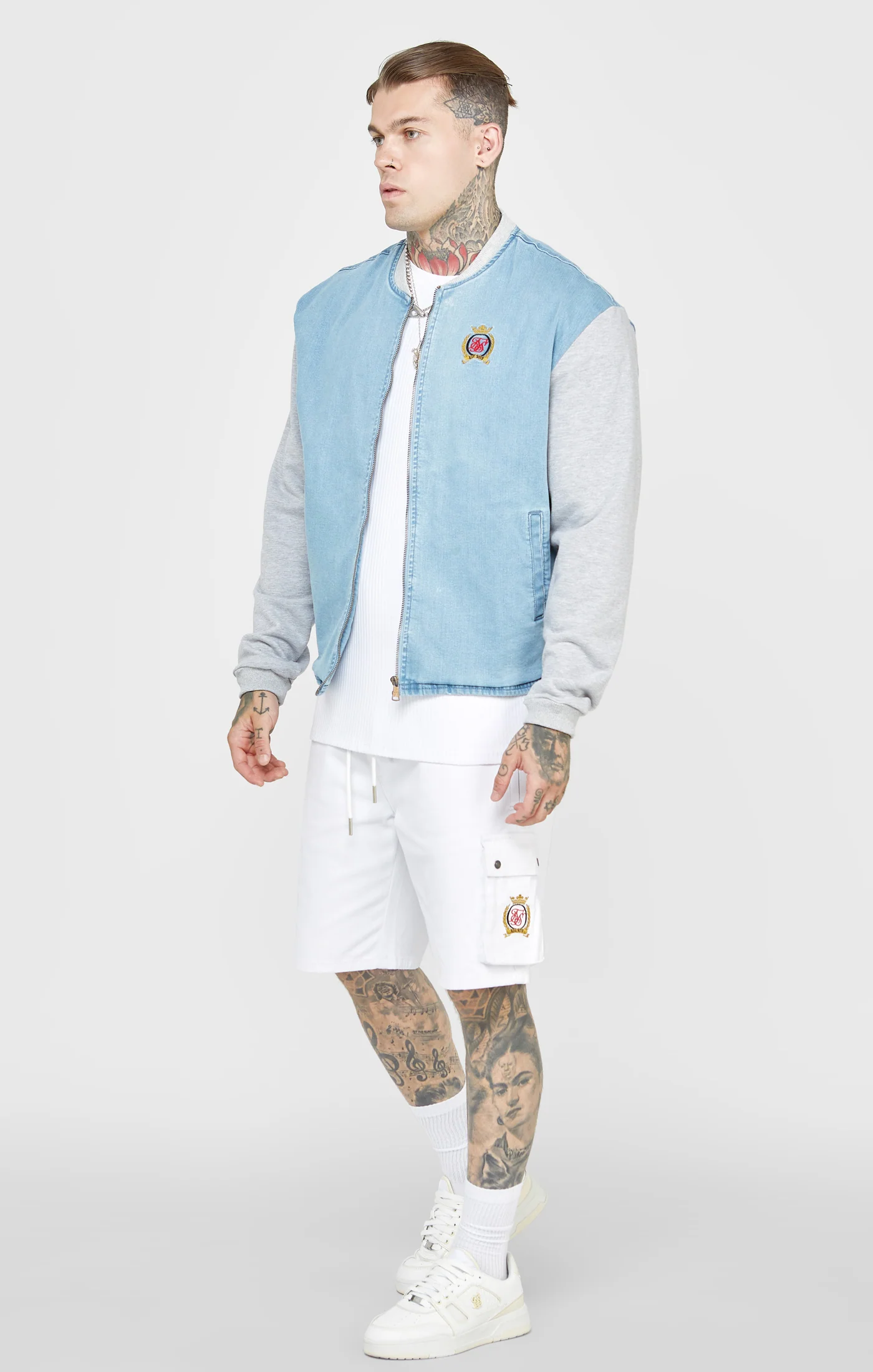 Blue Denim Bomber Jacket - Image 3