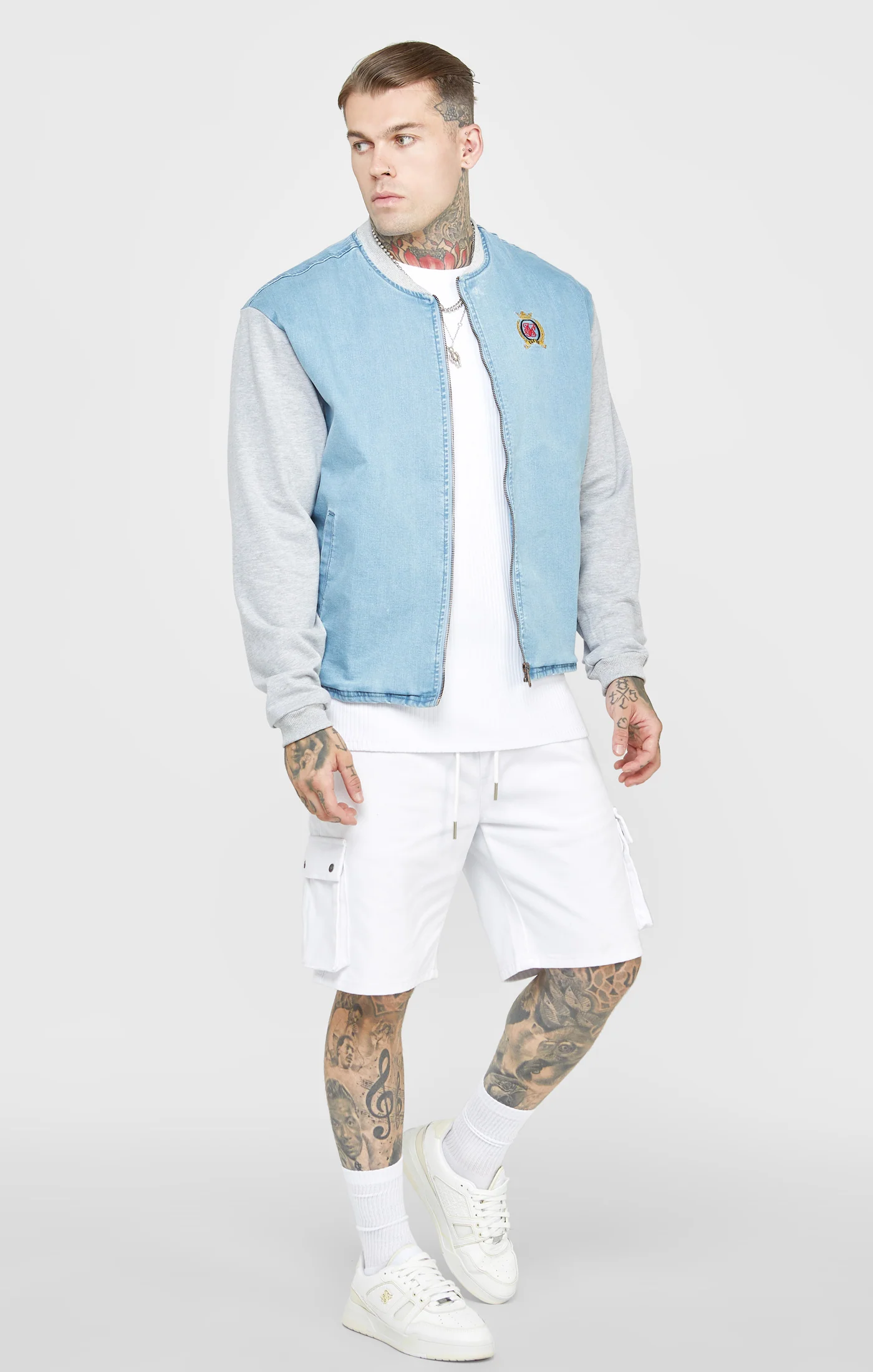 Blue Denim Bomber Jacket - Image 4