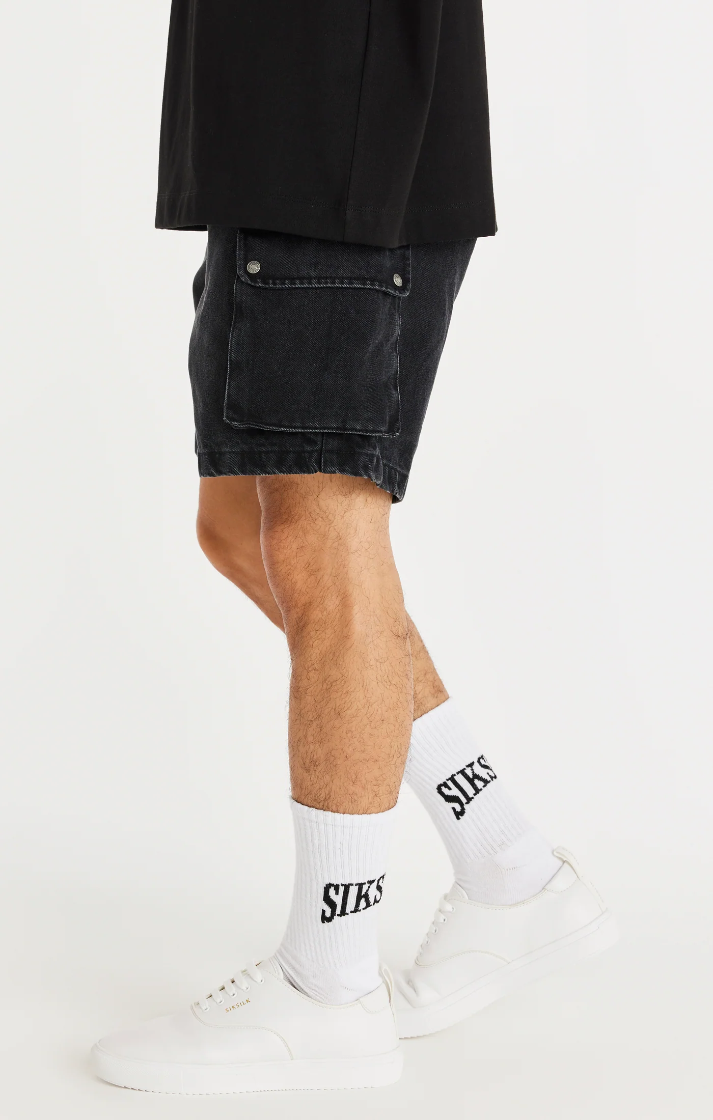 Black Denim Cargo Short - Image 3