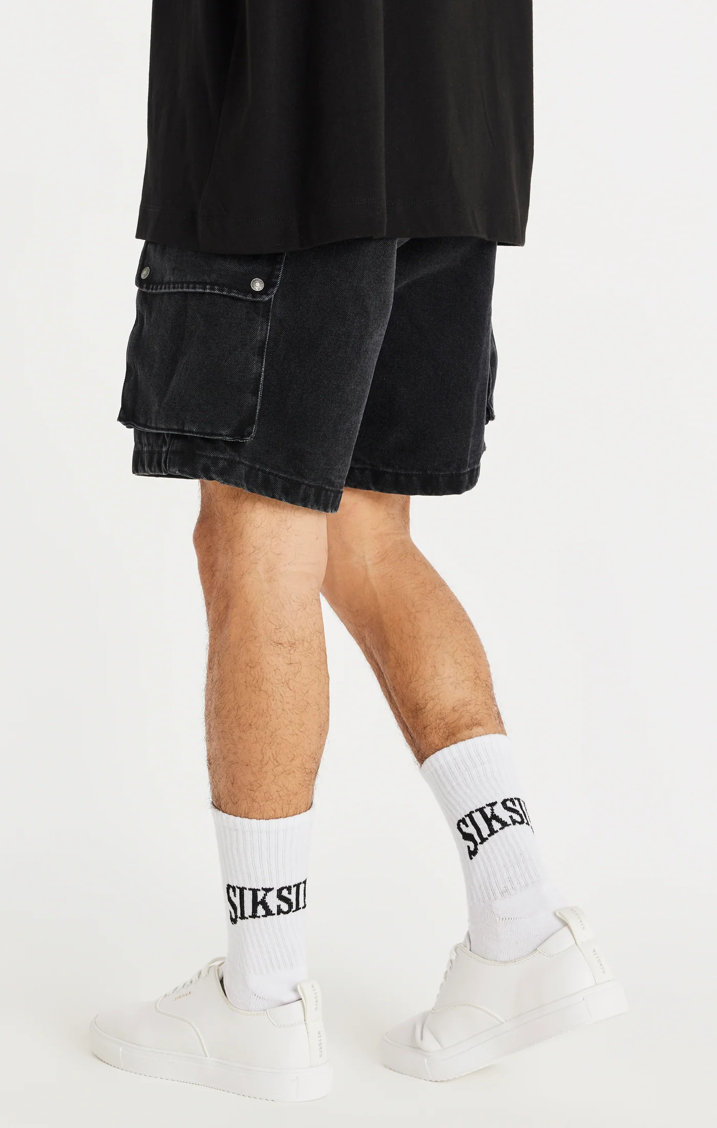 Black Denim Cargo Short - Image 4